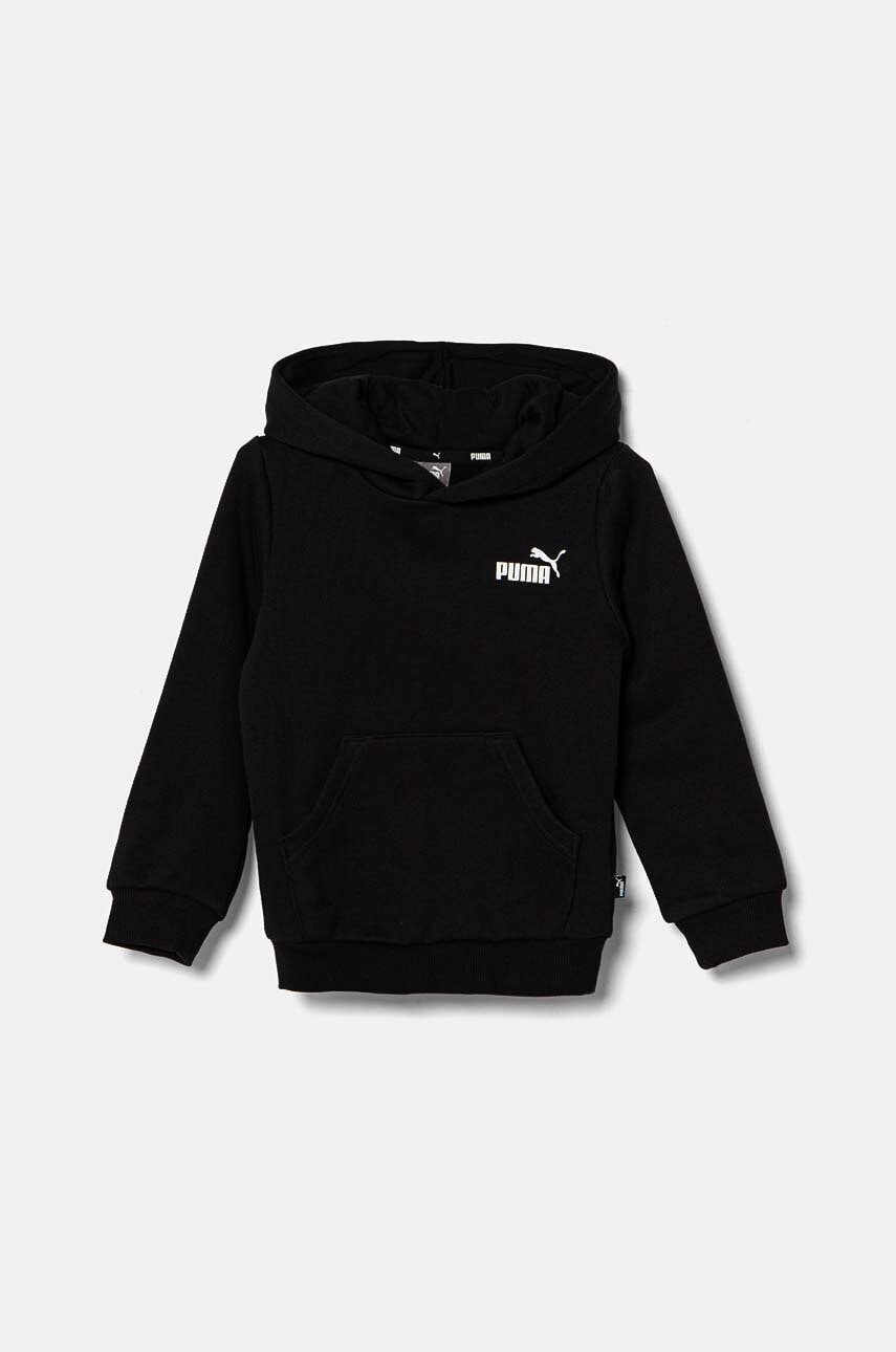 Puma bluza copii ESS Small Logo Hoodie FL B culoarea negru, cu glugă, cu imprimeu