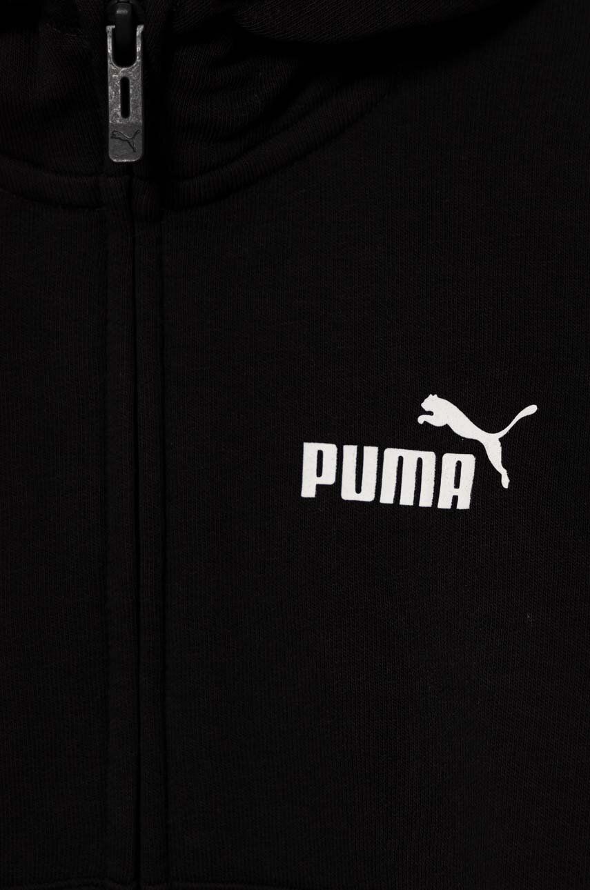 Puma Bluza Copii ESS Small Logo Full-Zip Hoodie TR G Culoarea Negru, Cu Glugă, Neted
