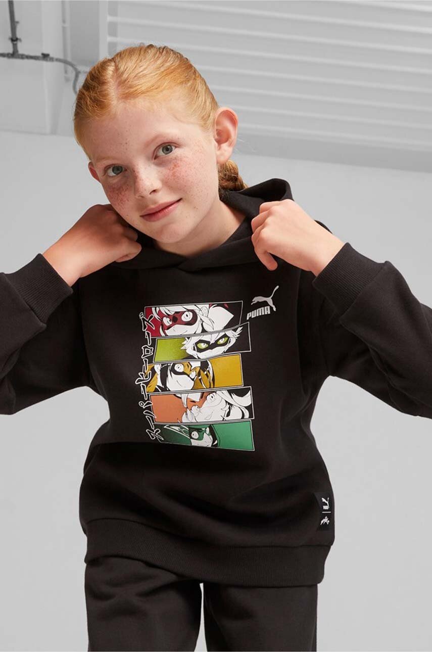 Детская кофта Puma x Miraculous цвет чёрный с капюшоном с принтом Детская кофта Puma x Miraculous цвет чёрный с капюшоном с принтом