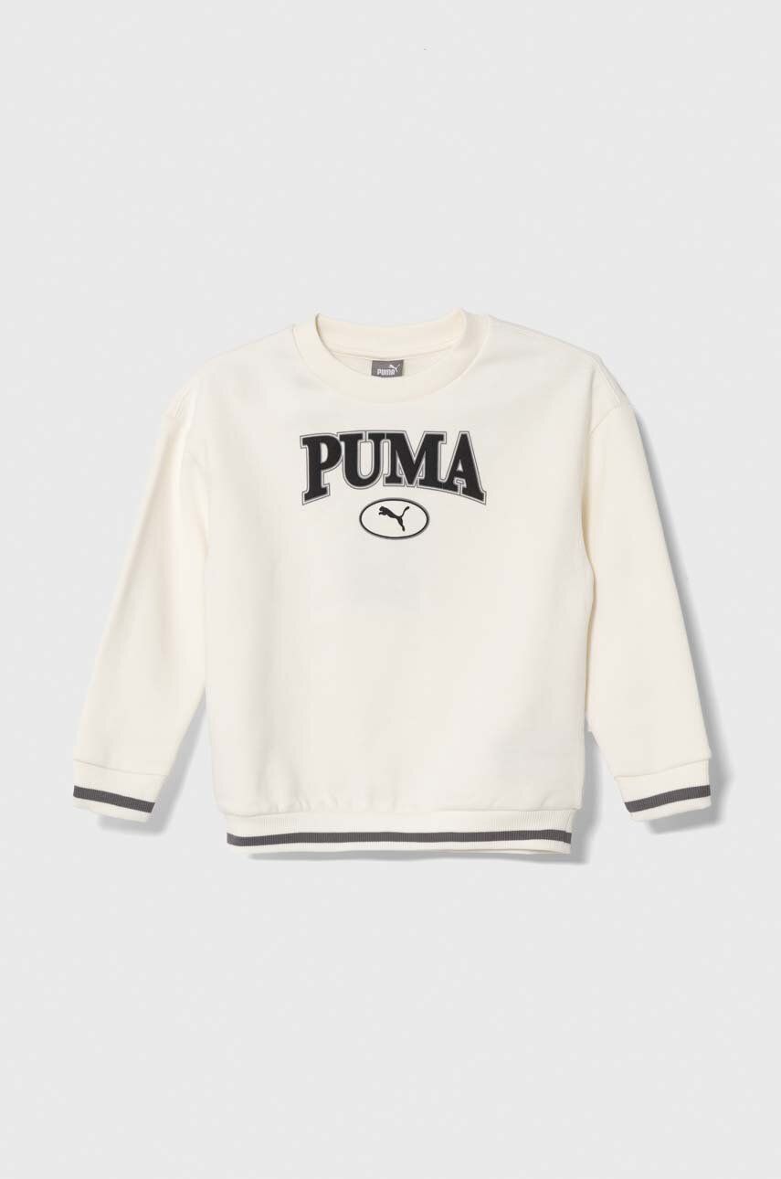 Puma bluza copii SQUAD Crew G culoarea alb, cu imprimeu