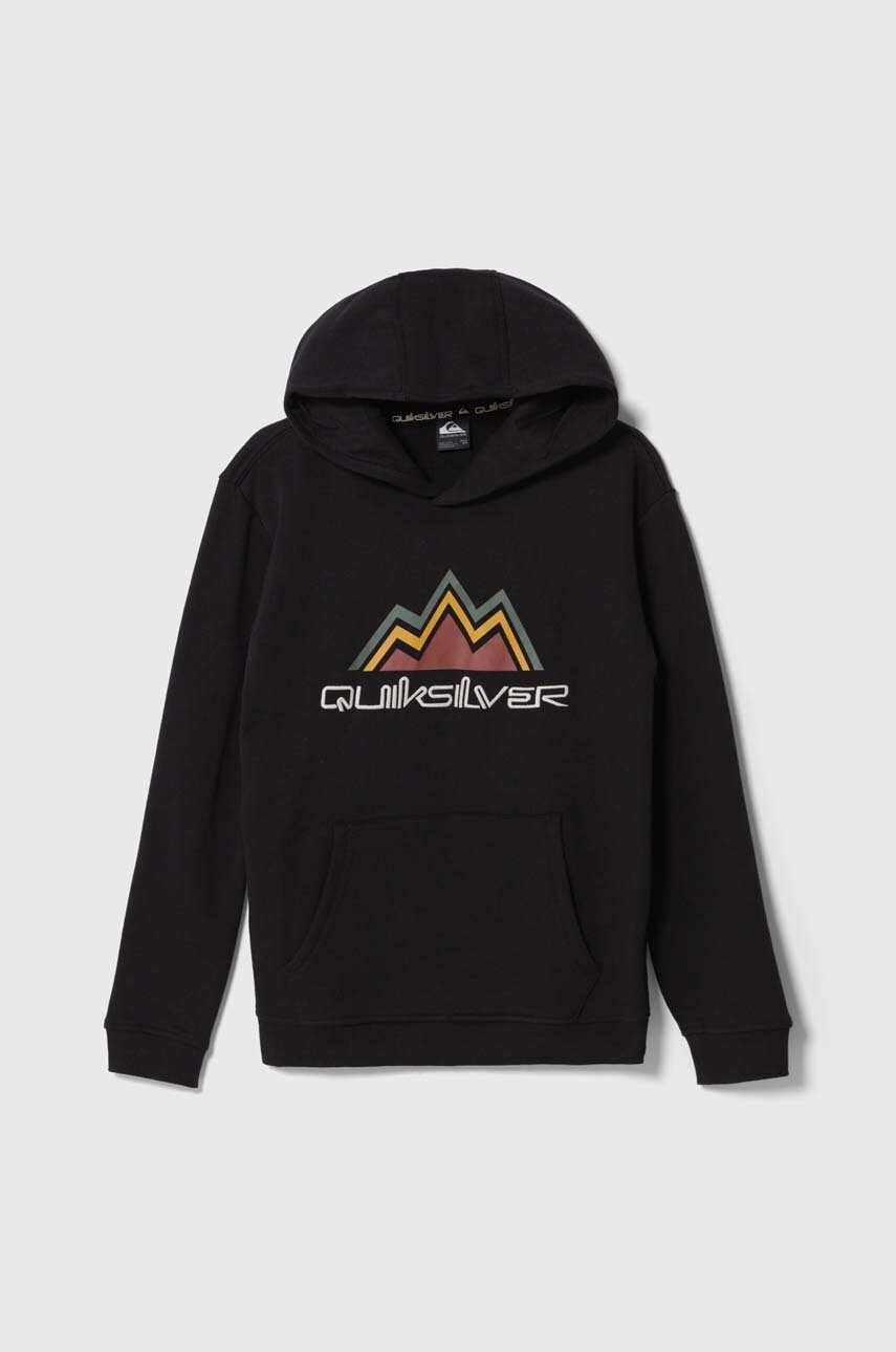 Quiksilver bluza copii BIG LOGO SNOW OTLR culoarea negru, cu glugă, cu imprimeu