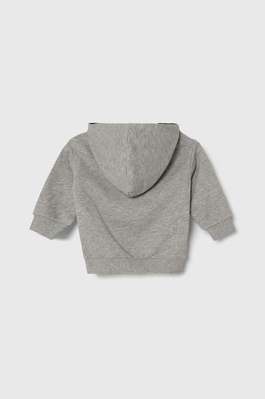 Детская хлопковая кофта United Colors of Benetton цвет серый с капюшоном с принтом