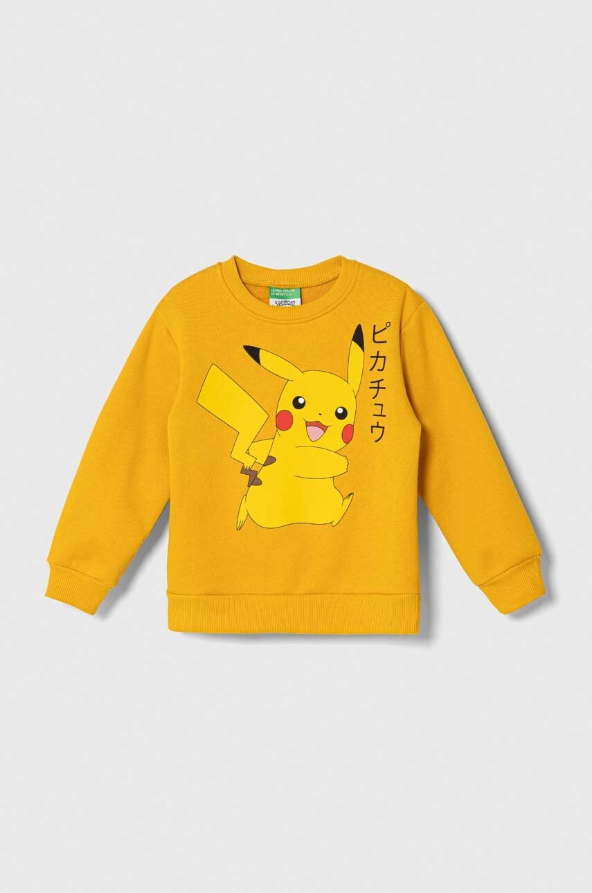 United Colors of Benetton bluza copii x Pokemon culoarea galben, cu imprimeu