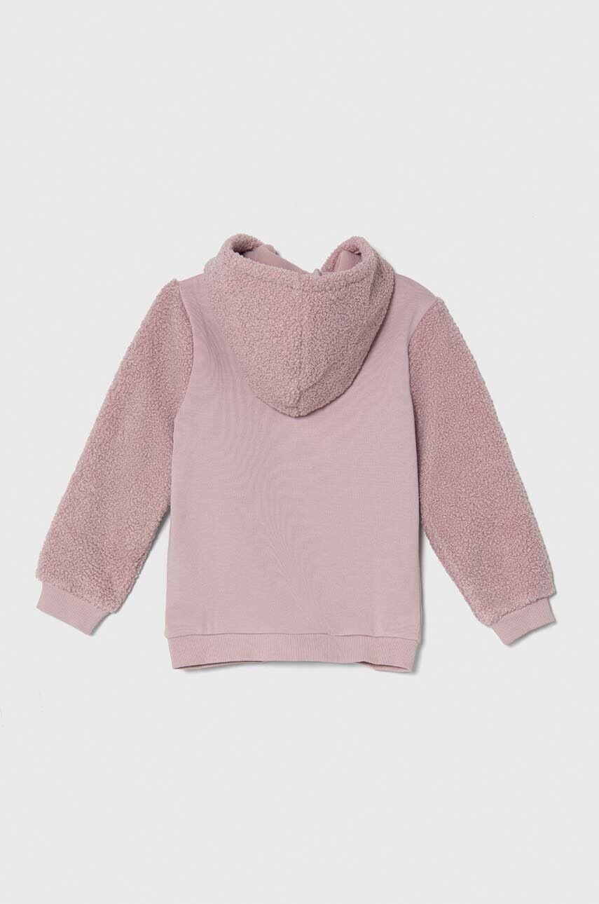 Детская кофта United Colors of Benetton цвет фиолетовый с капюшоном с аппликацией