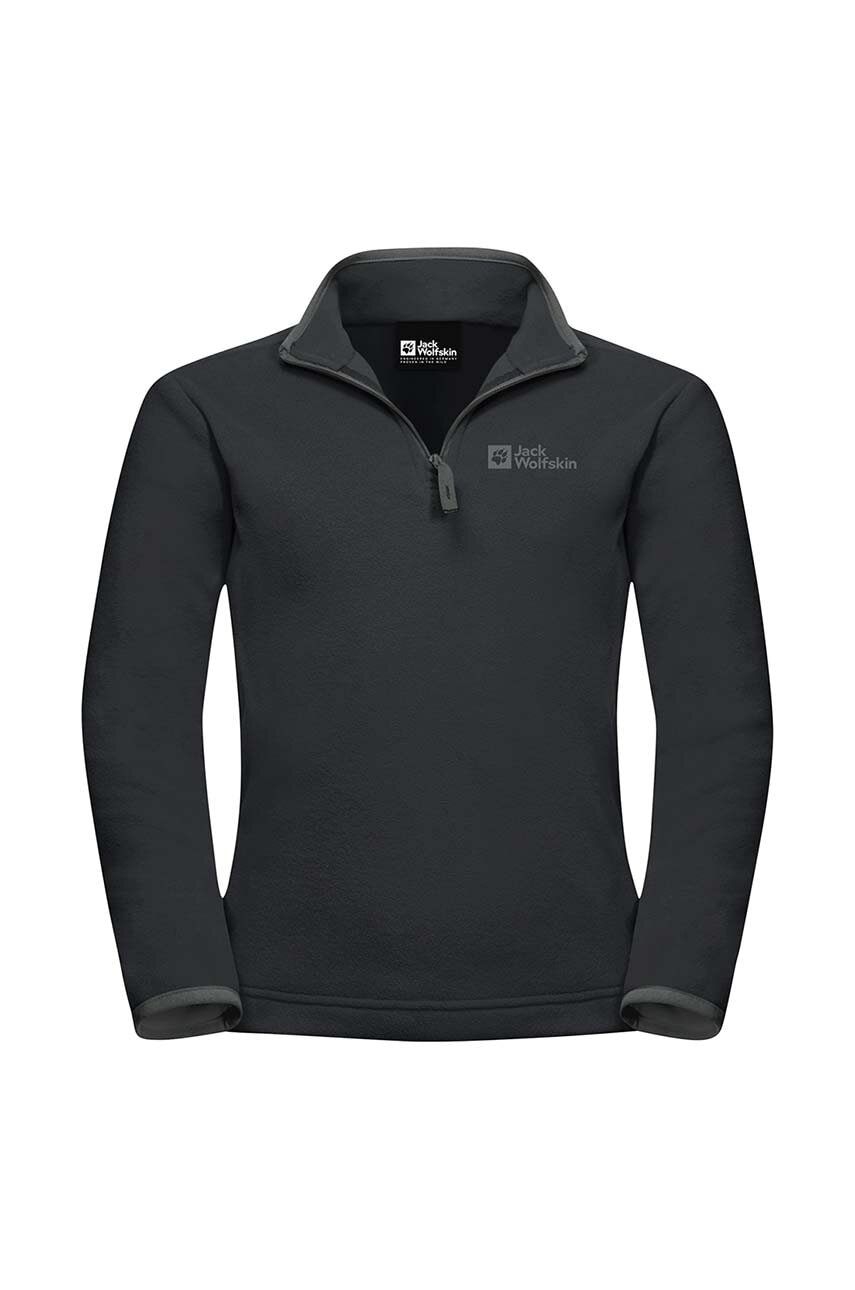 Дитяча кофта Jack Wolfskin TAUNUS HALFZIP колір чорний однотонна Дитяча кофта Jack Wolfskin TAUNUS HALFZIP колір чорний однотонна