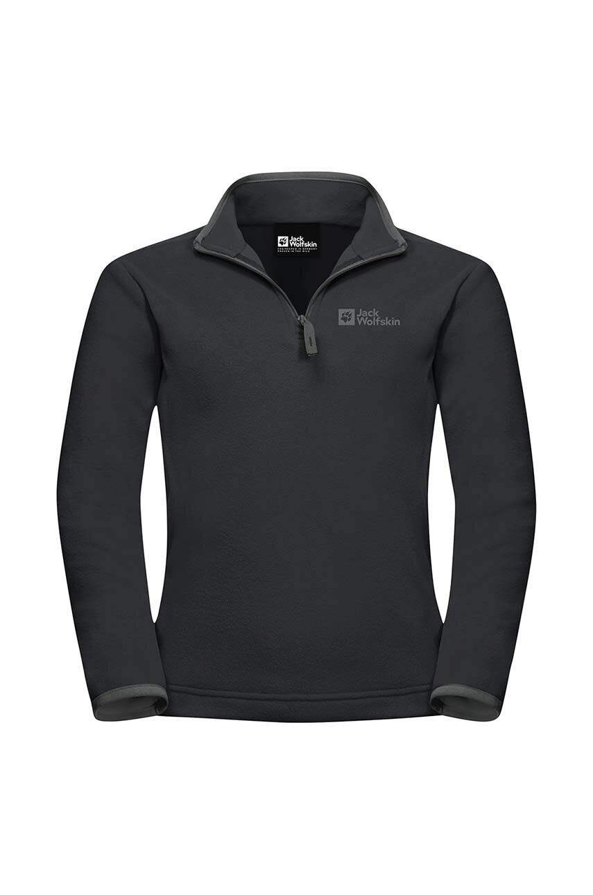 Jack Wolfskin bluza copii TAUNUS HALFZIP culoarea negru, neted