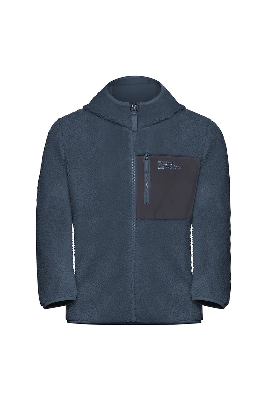 Детская кофта Jack Wolfskin ICE CURL HOOD цвет розовый с капюшоном однотонная