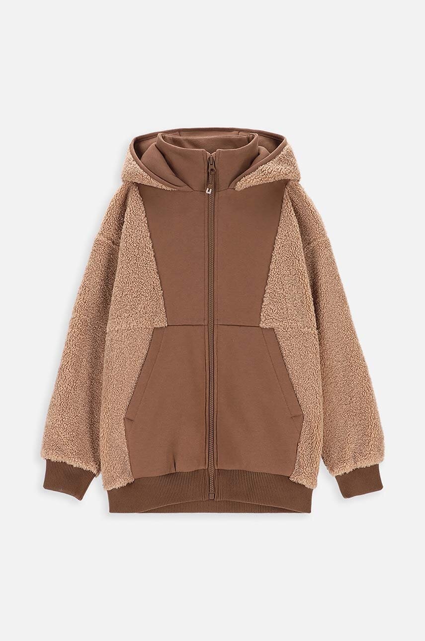 Детская кофта Coccodrillo цвет бежевый с капюшоном однотонная Детская кофта Coccodrillo цвет бежевый с капюшоном однотонная