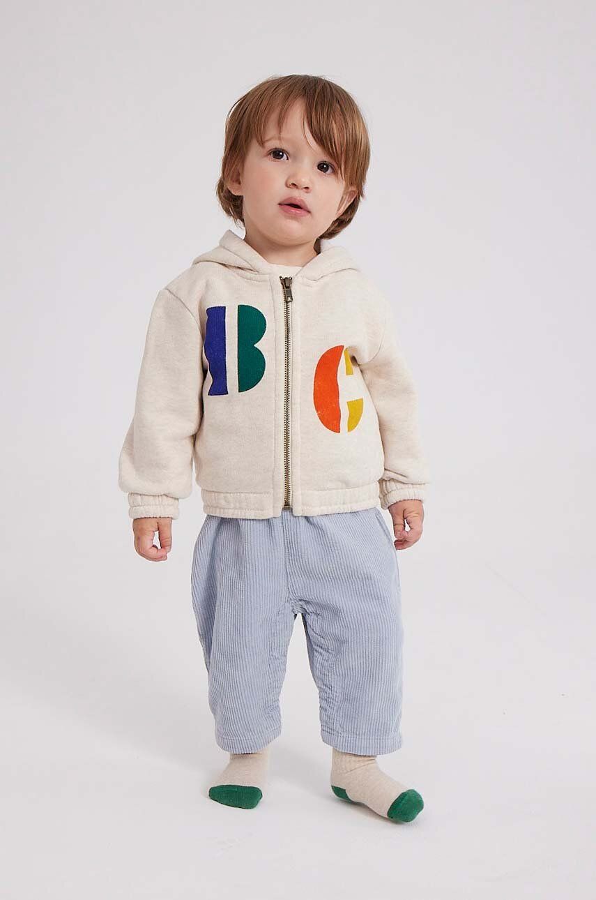 Dětská bavlněná mikina Bobo Choses béžová barva, s kapucí, s potiskem