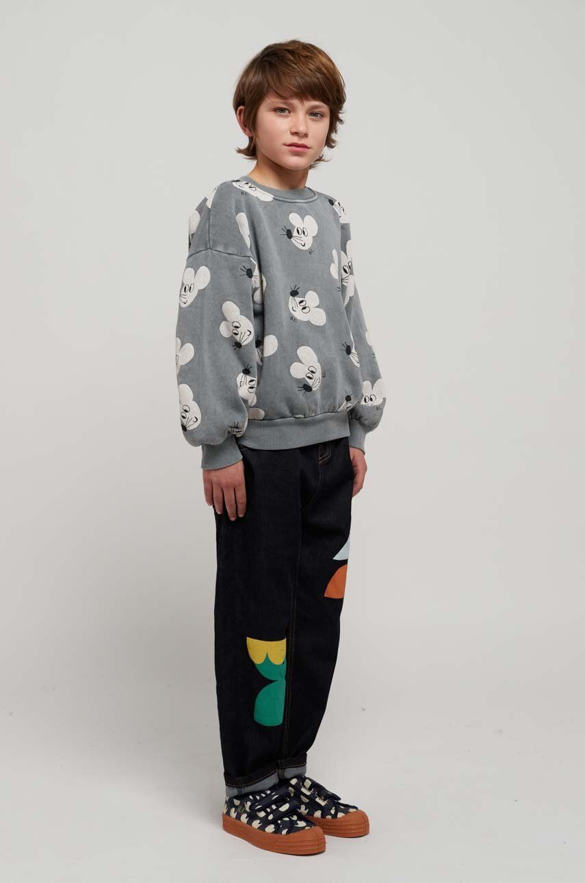 Levně Dětská bavlněná mikina Bobo Choses šedá barva, vzorovaná
