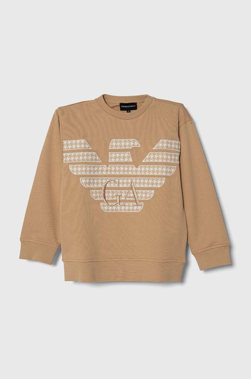 

Детски памучен суичър Emporio Armani, Кафяв