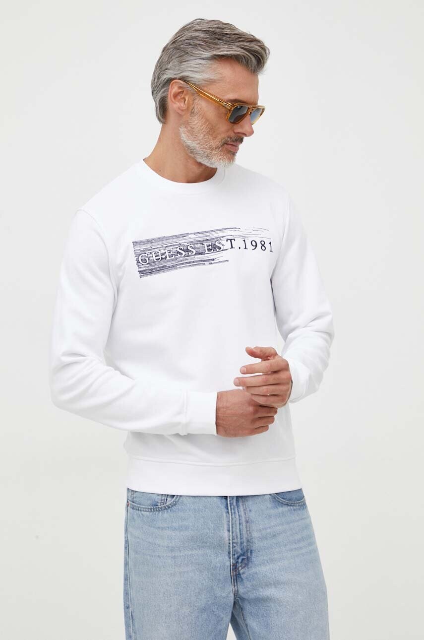 

Кофта Guess чоловіча колір білий з аплікацією