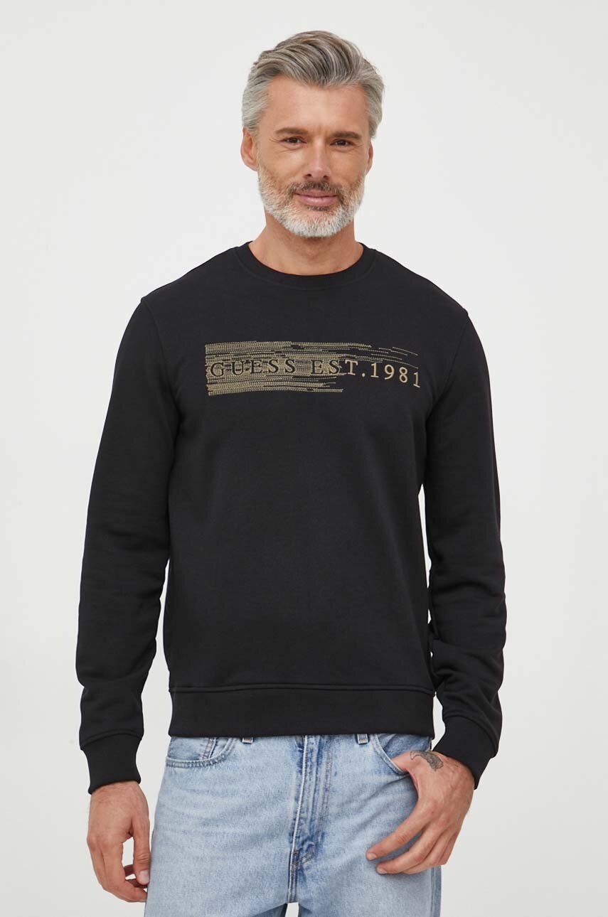 

Кофта Guess чоловіча колір чорний з аплікацією