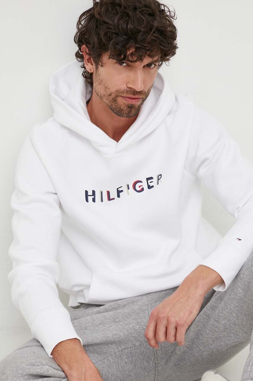 

Кофта Tommy Hilfiger чоловіча колір білий з капюшоном візерунок
