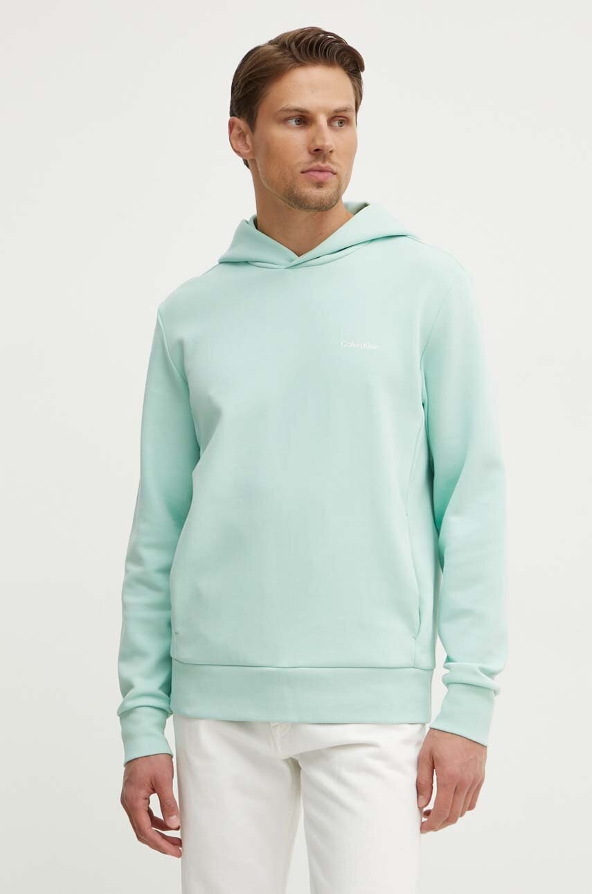 Levně Mikina Calvin Klein pánská, oranžová barva, s kapucí, hladká, K10K109927