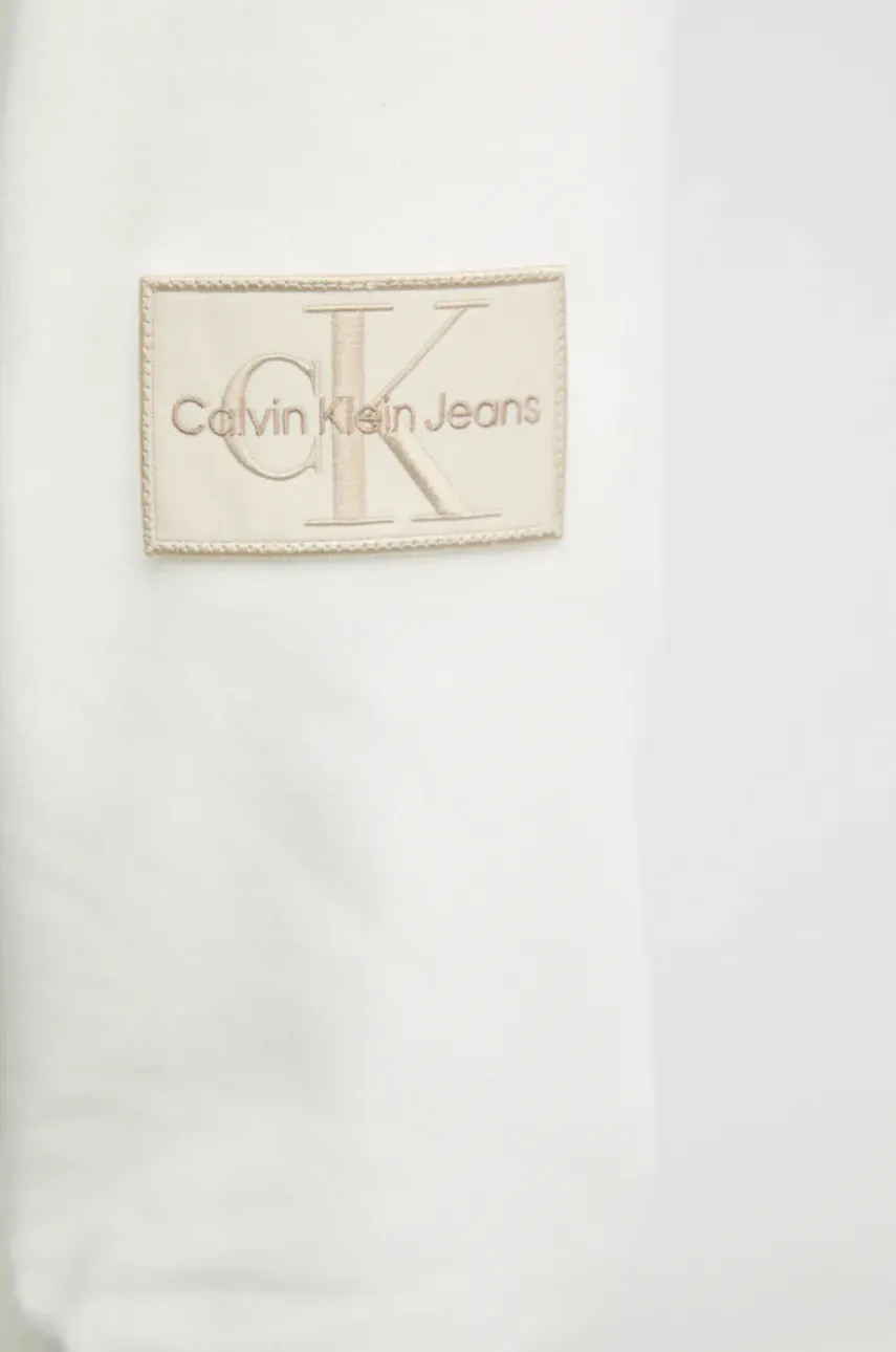 Bombažen Pulover Calvin Klein Jeans Moški, Bela Barva, S Kapuco, J30J323430