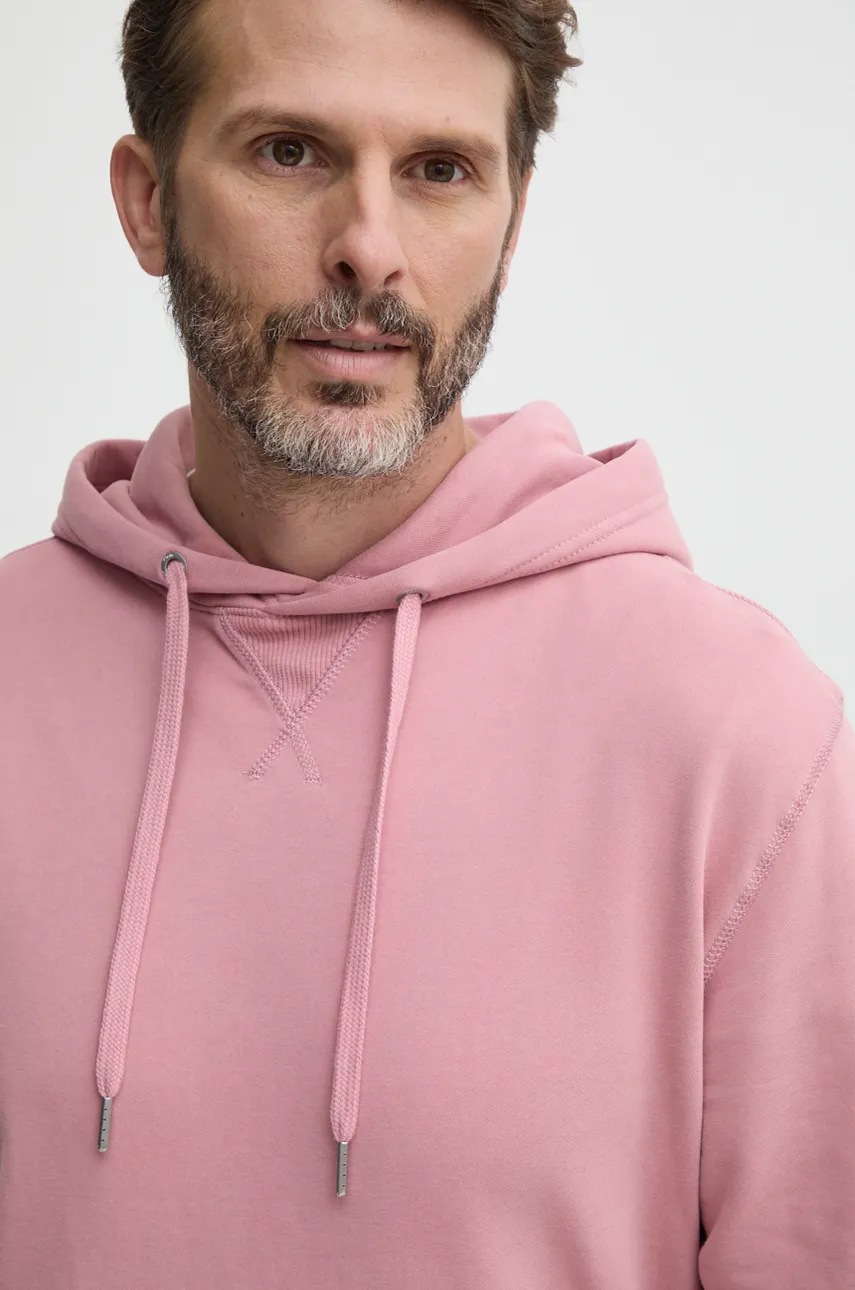 Бавовняна кофта Calvin Klein Jeans чоловіча колір рожевий з капюшоном з аплікацією J30J323430 