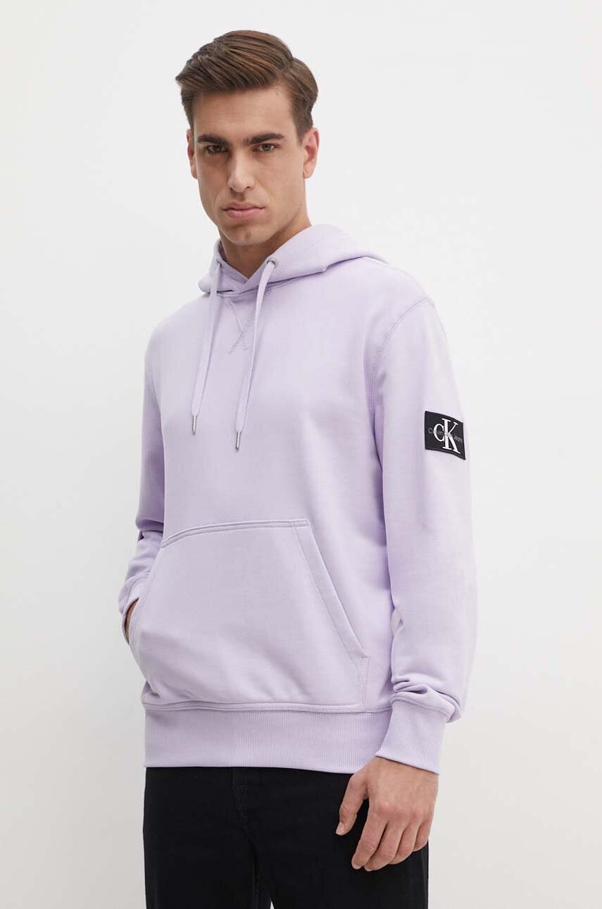 

Памучен суичър Calvin Klein Jeans в лилаво с качулка с апликация J30J323430, Виолетов