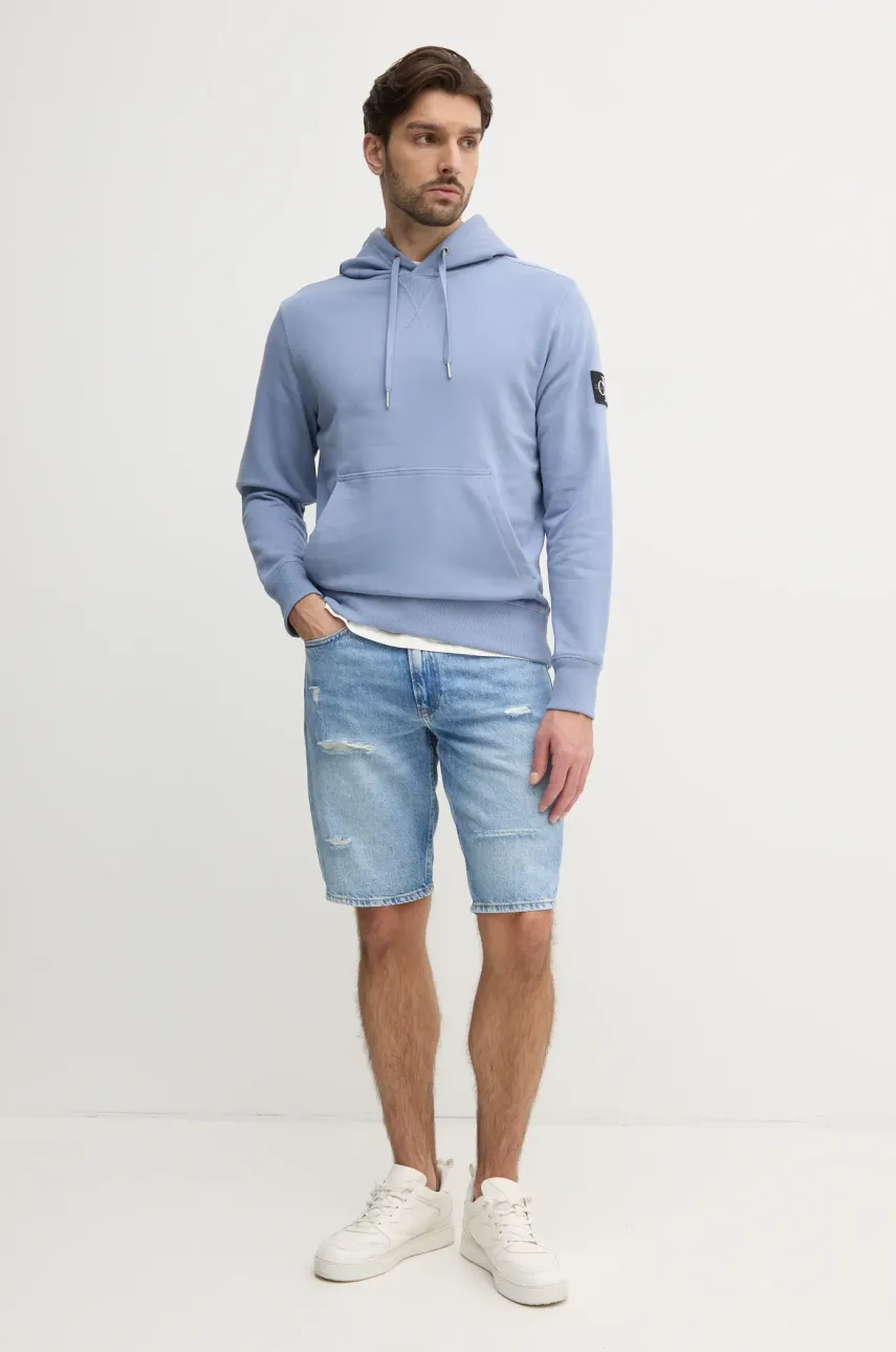 Хлопковая кофта Calvin Klein Jeans мужская с капюшоном с аппликацией J30J323430 Хлопковая кофта Calvin Klein Jeans мужская с капюшоном с аппликацией J30J323430