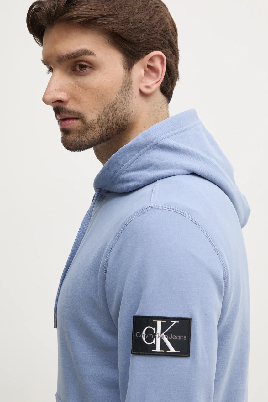 Бавовняна кофта Calvin Klein Jeans чоловіча з капюшоном з аплікацією J30J323430 