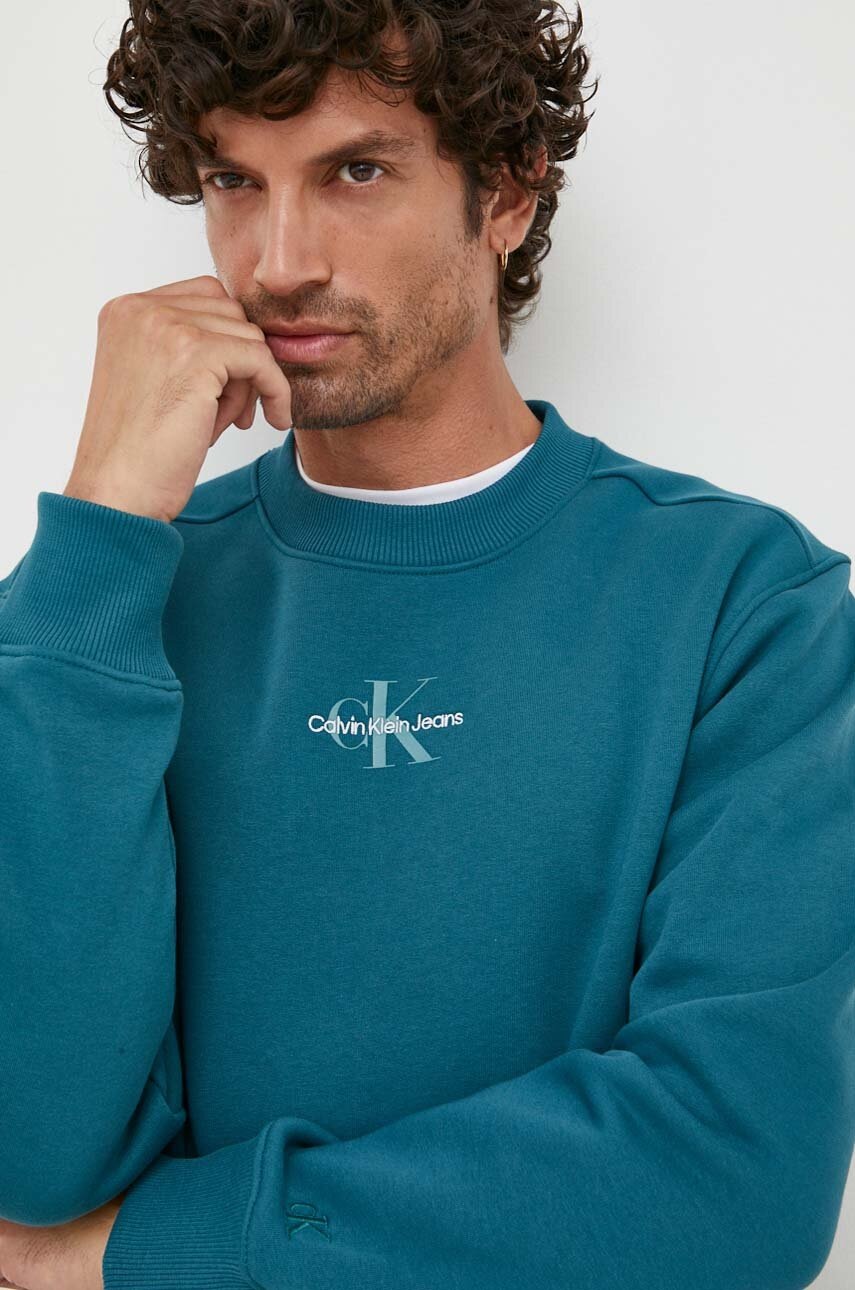 

Суичър Calvin Klein Jeans в зелено с апликация, Зелен