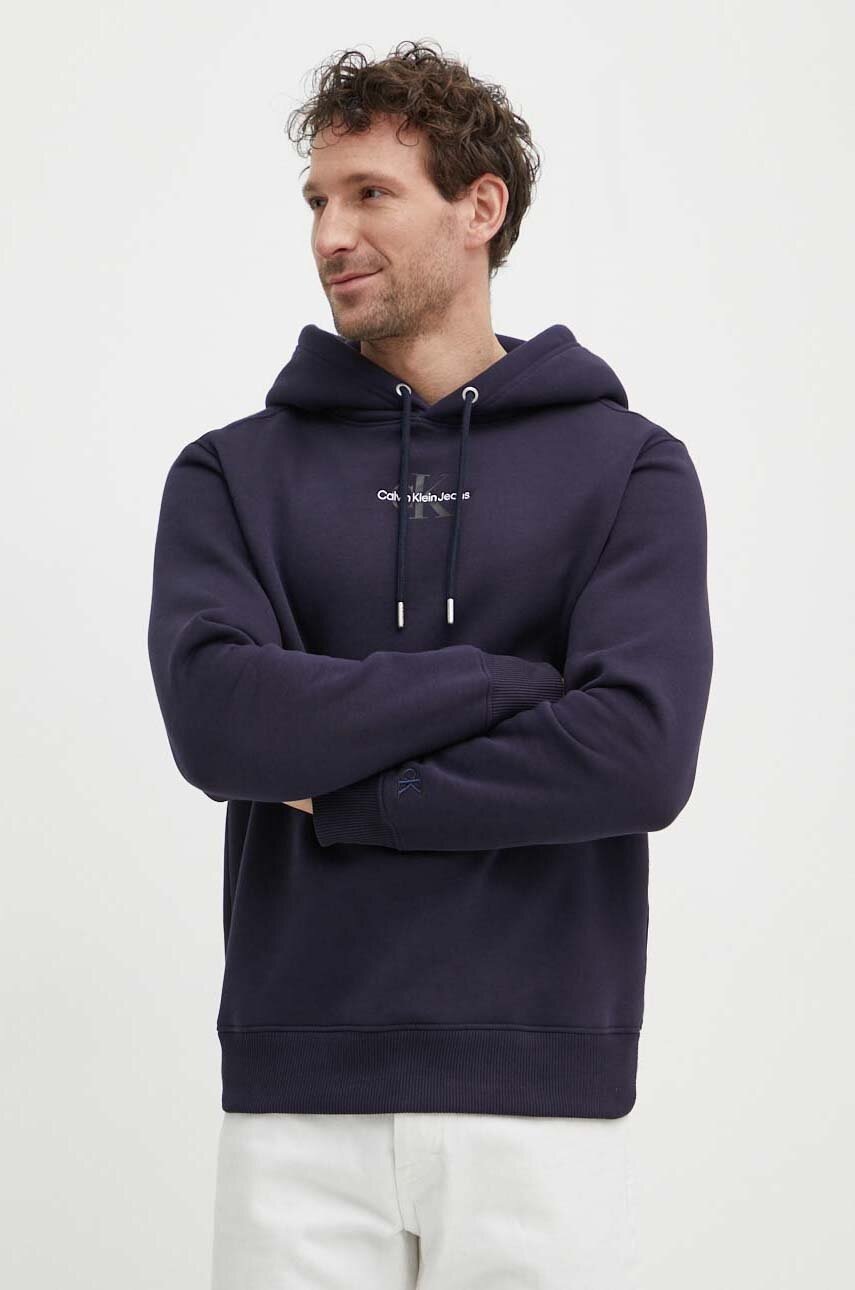 

Суичър Calvin Klein Jeans в синьо с качулка апликация J30J323749, Тъмносин