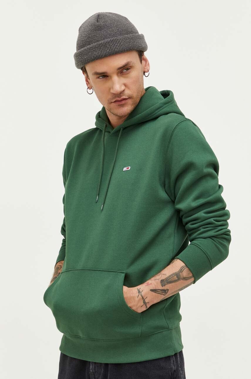 

Кофта Tommy Jeans чоловіча колір зелений з капюшоном однотонна