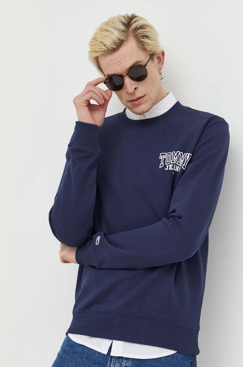 

Хлопковая кофта Tommy Jeans мужская цвет синий с принтом