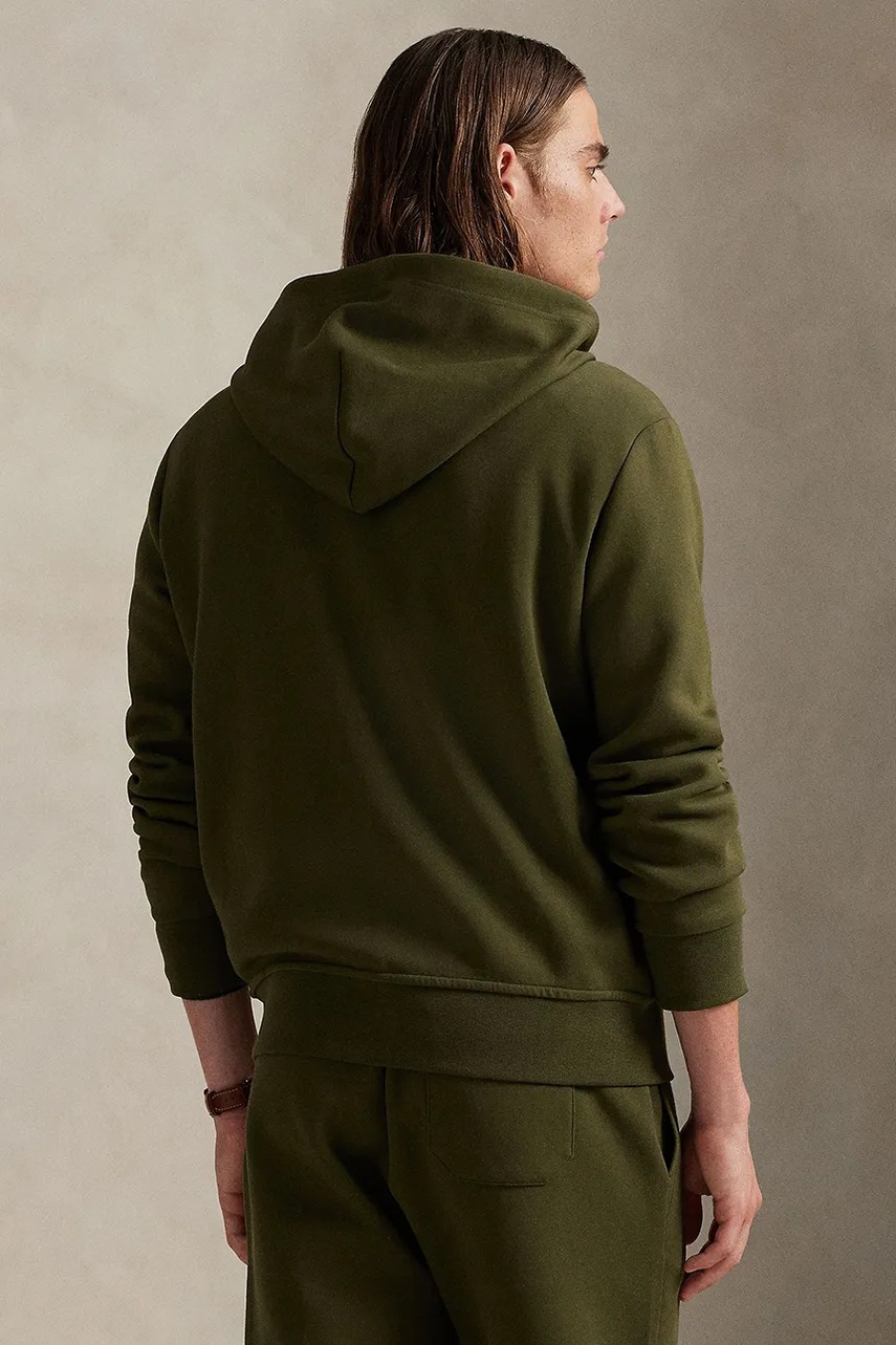 Кофта Polo Ralph Lauren цвет зелёный с капюшоном однотонная 710881517