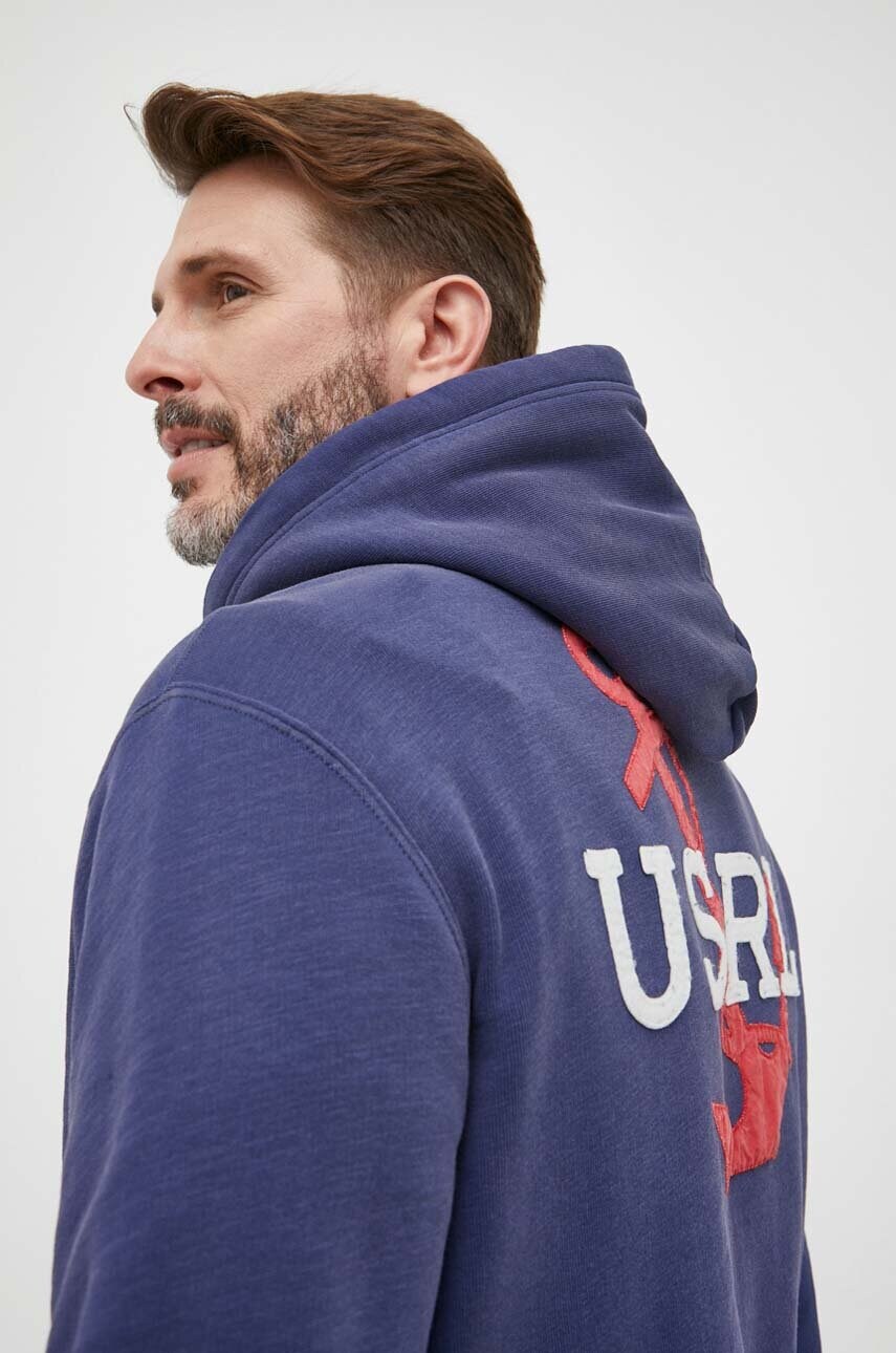 

Суичър Polo Ralph Lauren в тъмносиньо с качулка с десен, Тъмносин