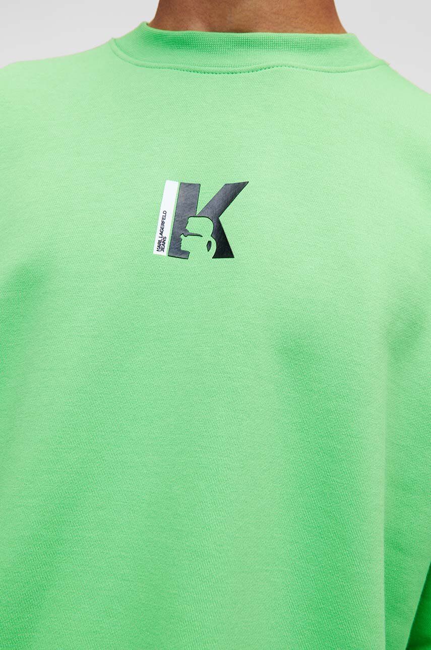 Karl Lagerfeld Jeans Bluza Barbati, Culoarea Verde, Cu Imprimeu