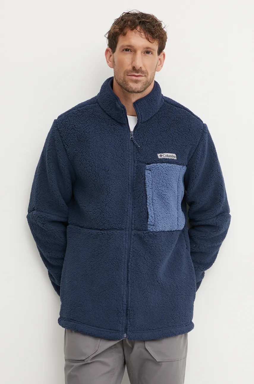 Columbia bluza barbati, culoarea albastru marin, neted Columbia bluza barbati, culoarea albastru marin, neted