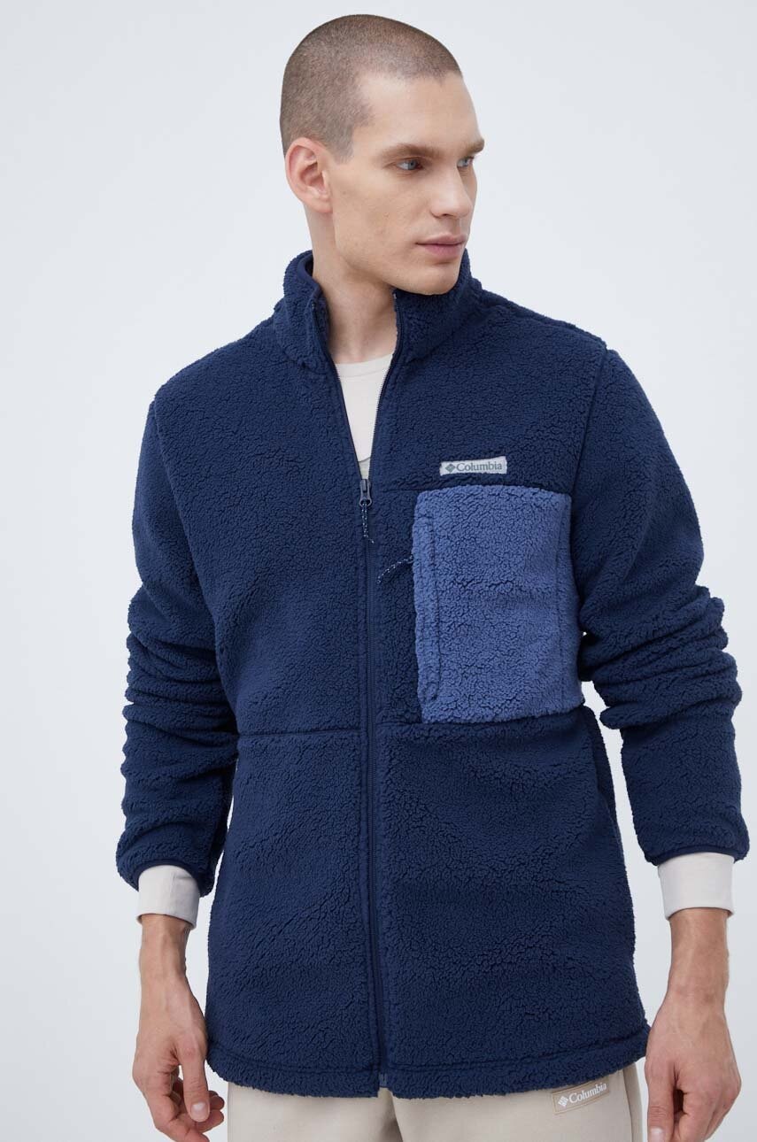 Columbia bluza barbati, culoarea albastru marin, neted Columbia bluza barbati, culoarea albastru marin, neted