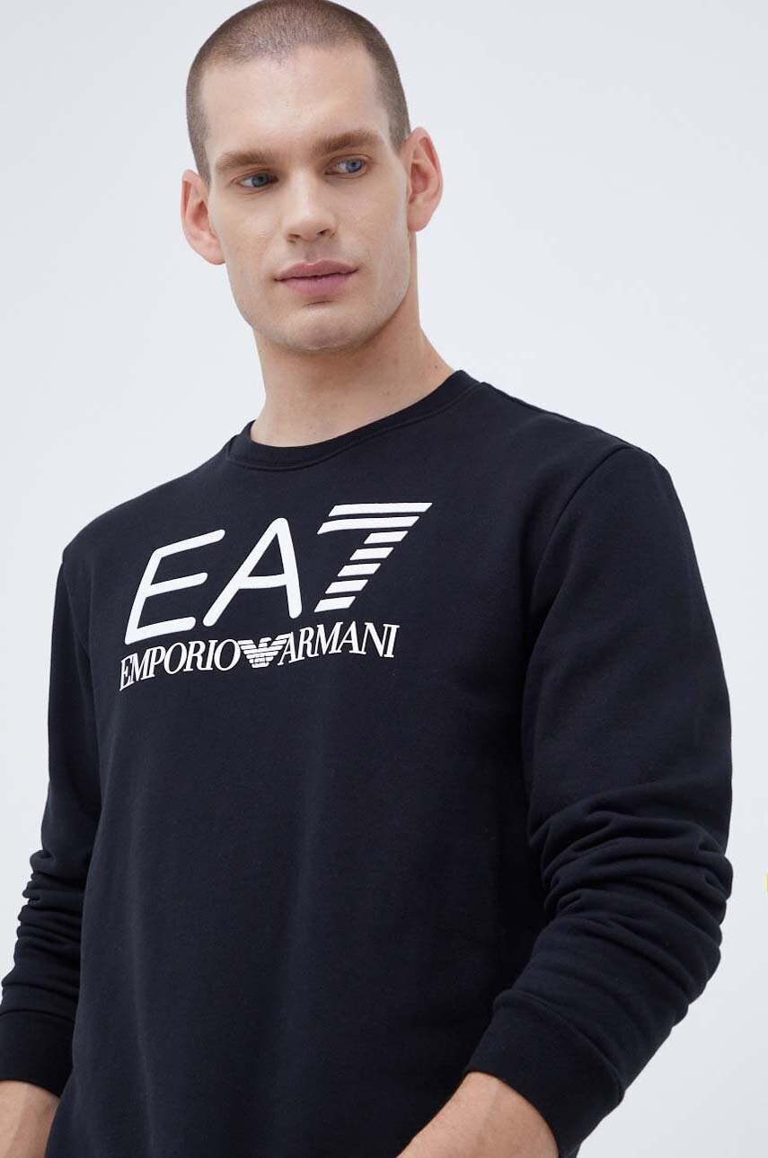 

Хлопковая кофта EA7 Emporio Armani мужская цвет чёрный с аппликацией