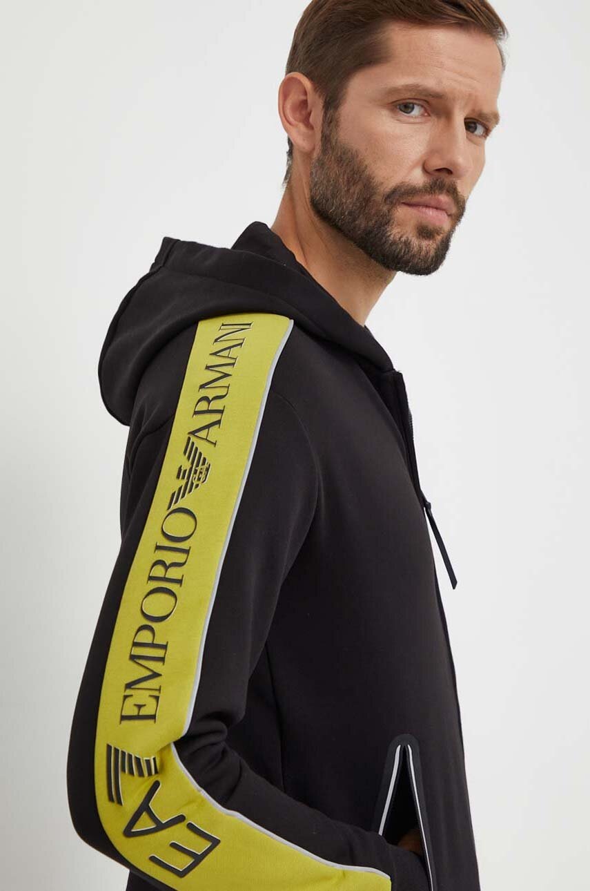 

Суичър EA7 Emporio Armani в черно с качулка с десен, Черен