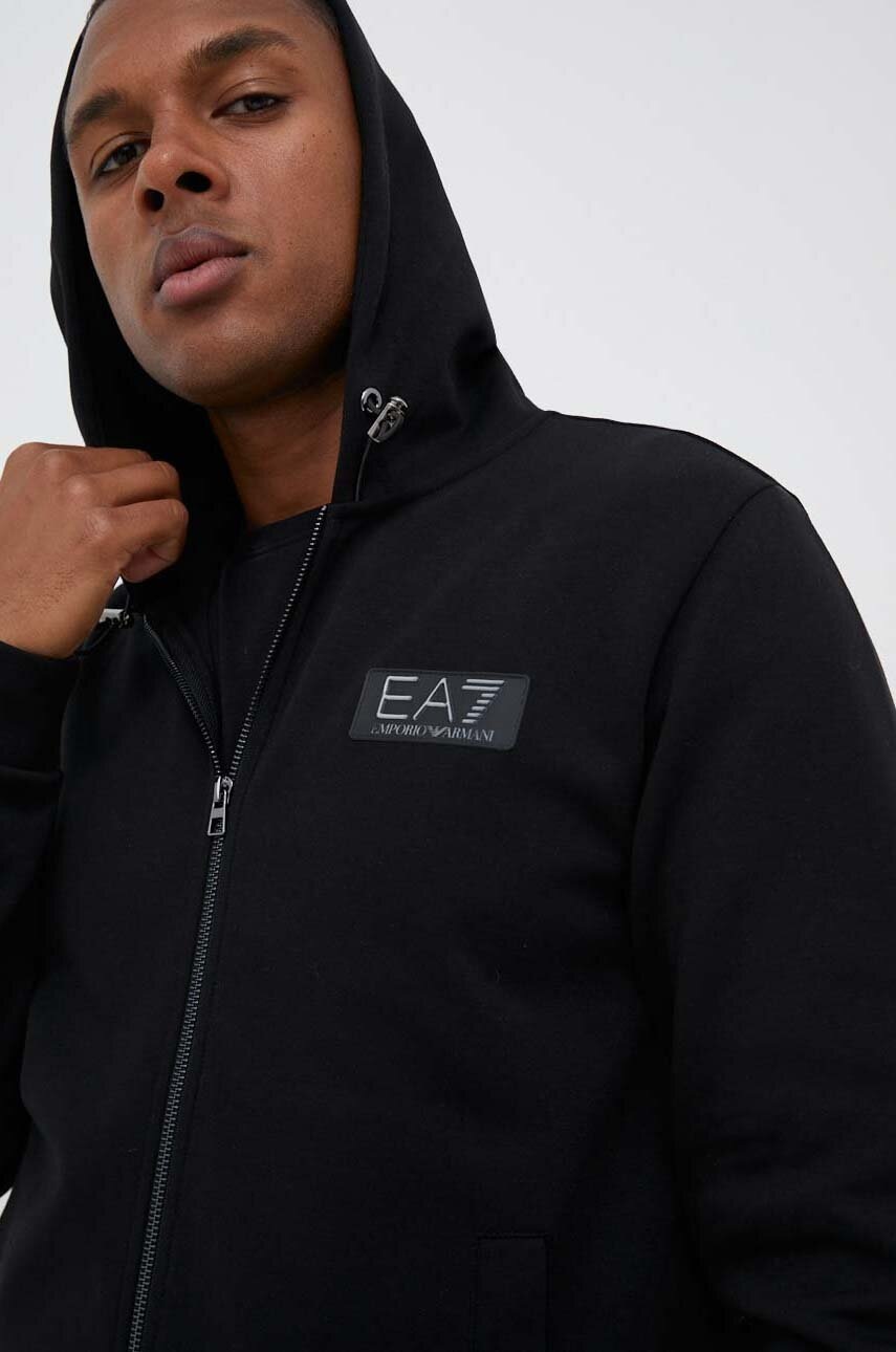 

Кофта EA7 Emporio Armani мужская цвет чёрный с капюшоном однотонная