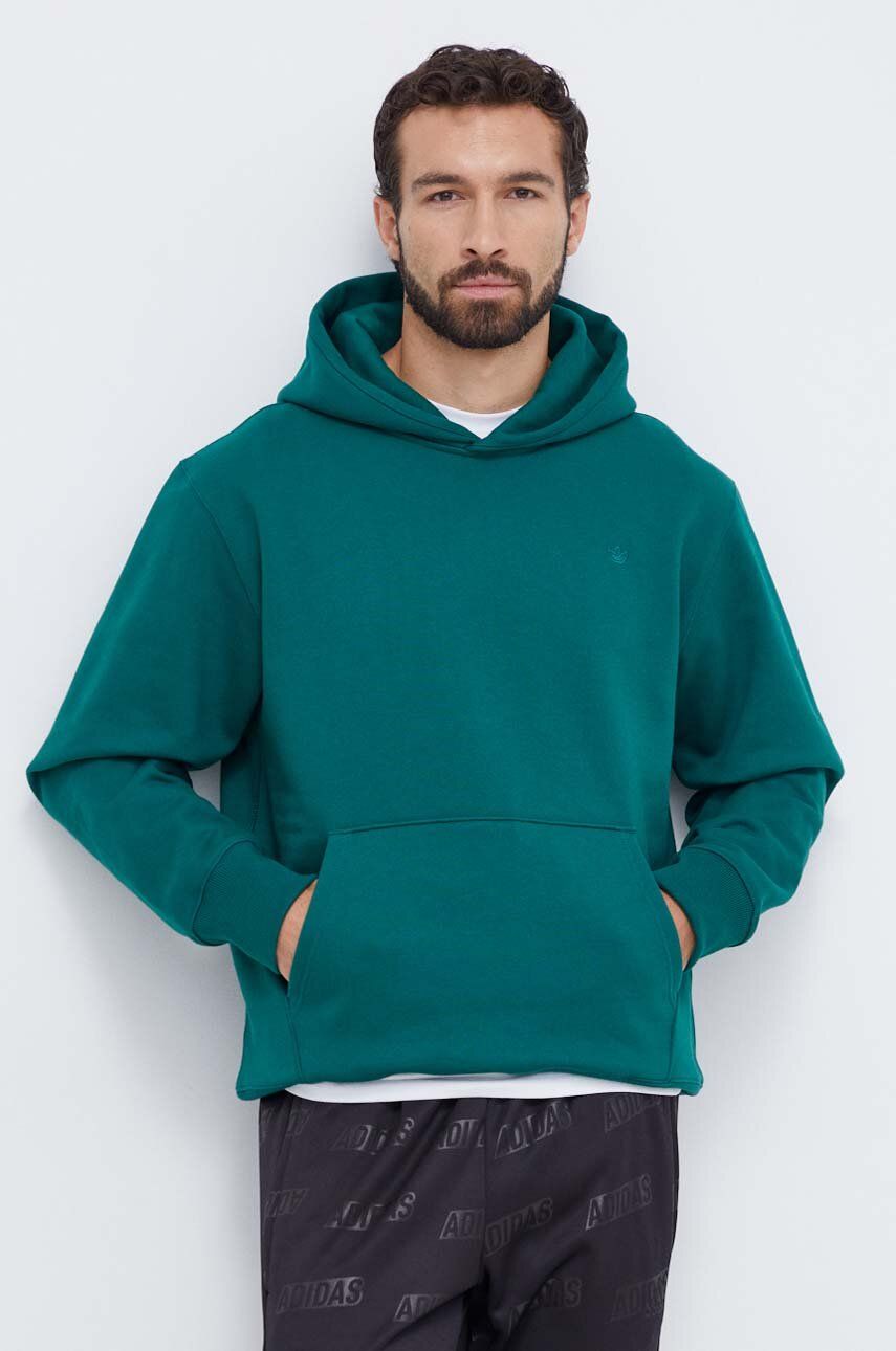 Adidas Originals Bluza Barbati, Culoarea Verde, Cu Glugă, Cu Imprimeu