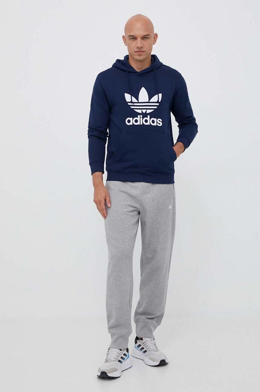 Βαμβακερή μπλούζα adidas Originals χρώμα: ναυτικό μπλε, με κουκούλα φωτογραφία
