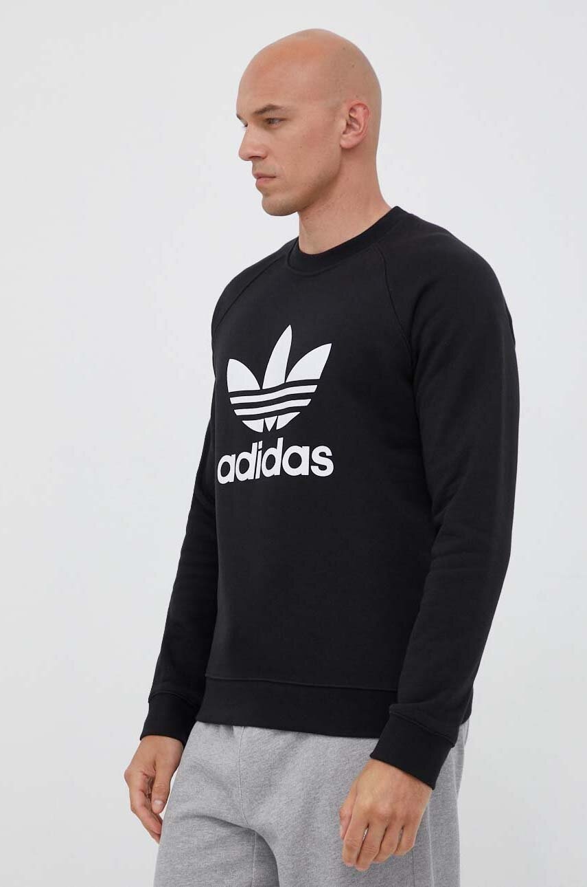 Adidas Originals Hanorac De Bumbac Barbati, Culoarea Negru, Cu Imprimeu