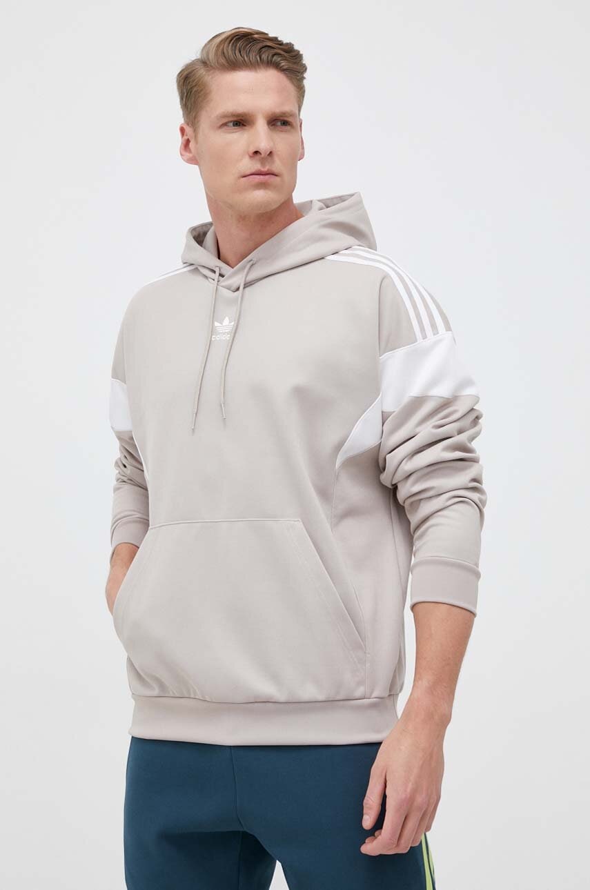 Levně Mikina adidas Originals pánská, béžová barva, s kapucí, vzorovaná