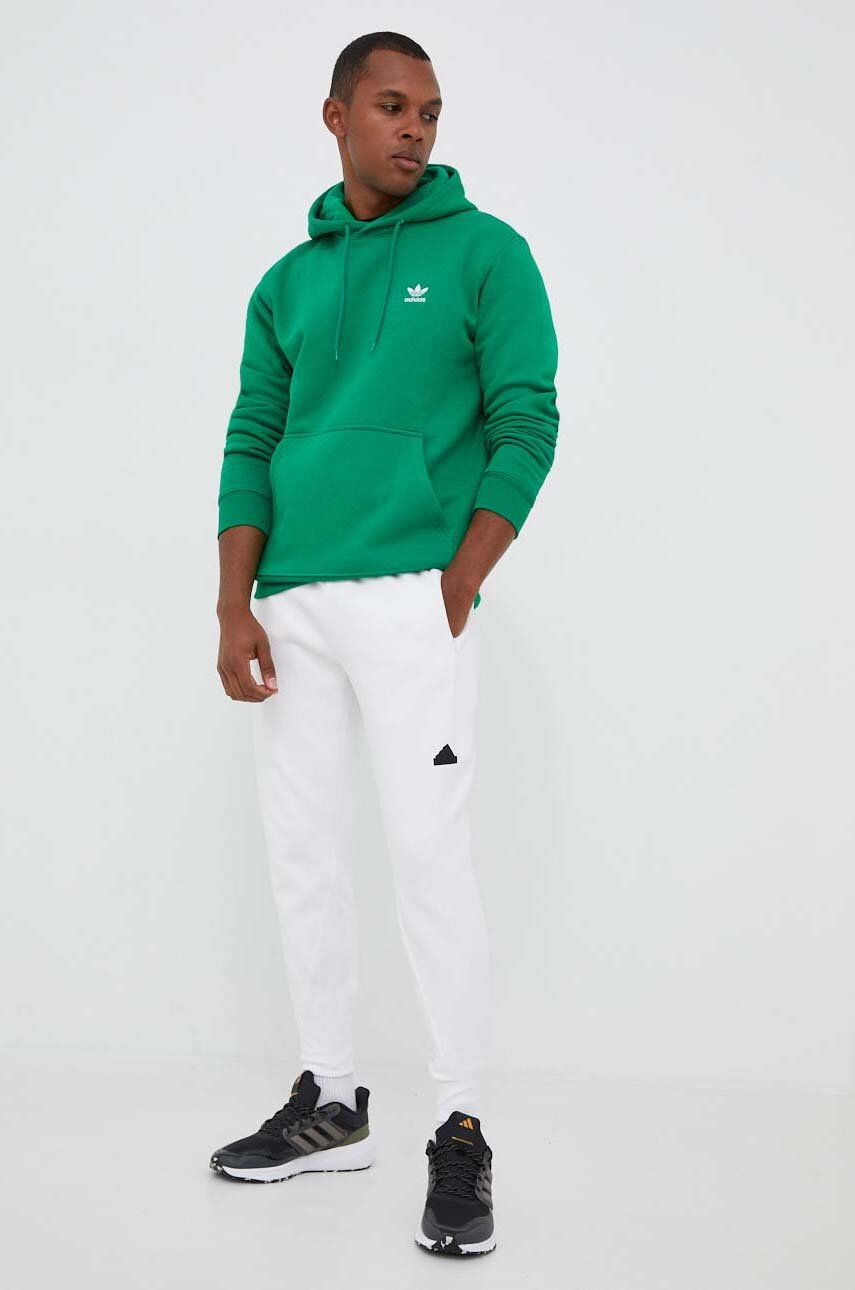 Adidas Originals Bluza Barbati, Culoarea Verde, Cu Gluga, Neted