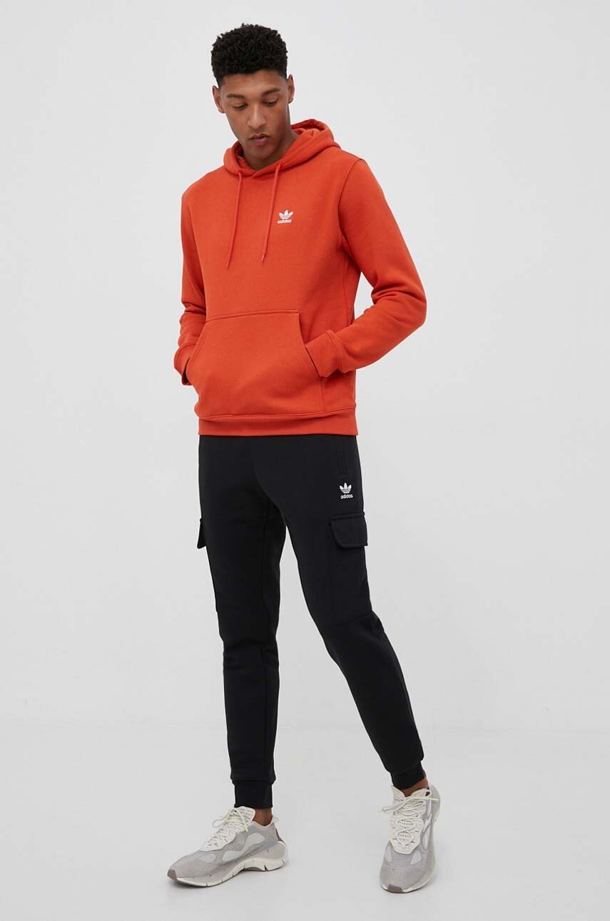 Levně Mikina adidas Originals pánská, oranžová barva, s kapucí, hladká