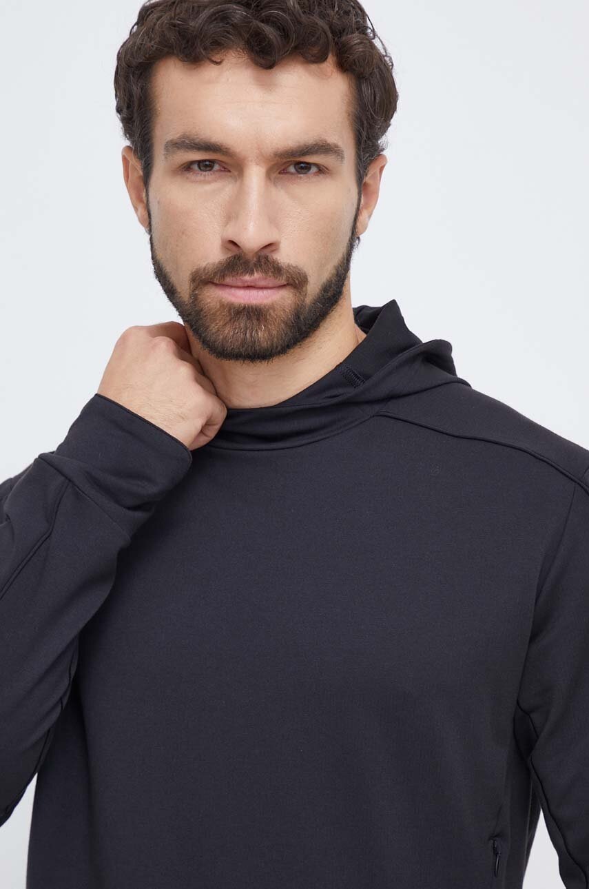 Φούτερ προπόνησης adidas Performance χρώμα: μαύρο, με κουκούλα φωτογραφία