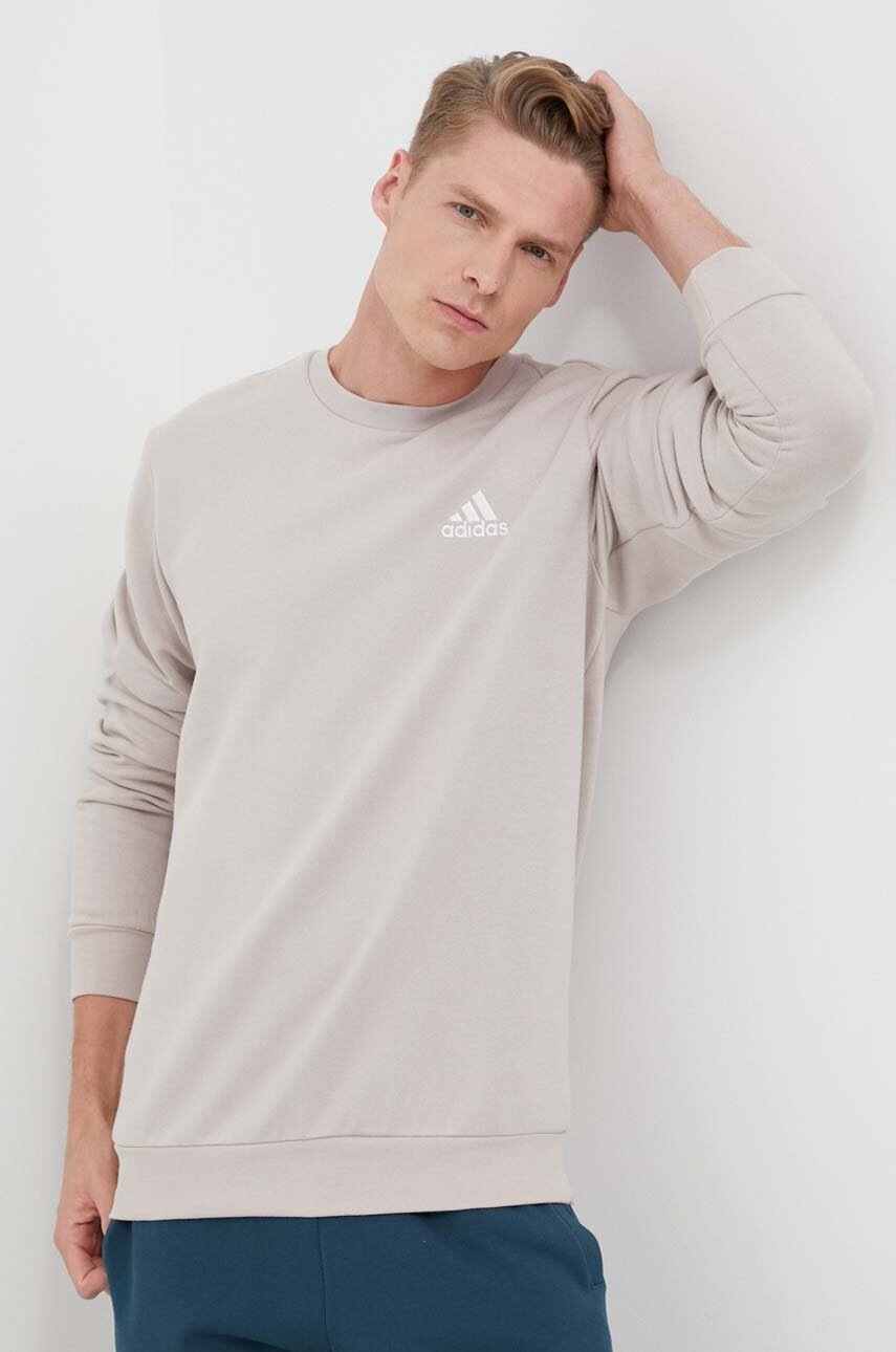 

Кофта adidas мужская цвет бежевый однотонная