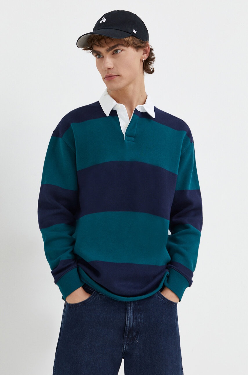 

Суичър Hollister Co. в тъмносиньо с десен, Тъмносин