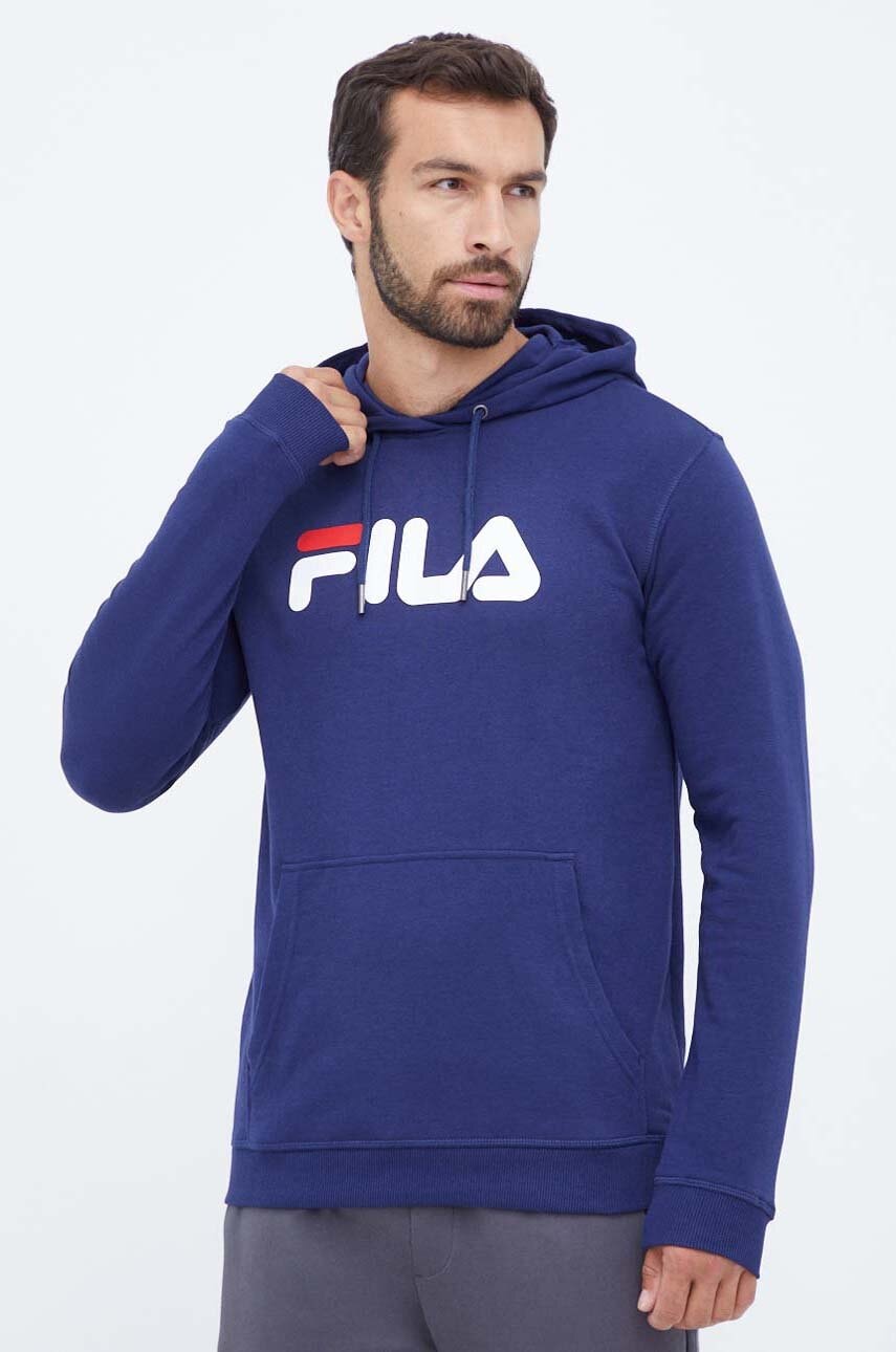 Fila bluza barbati, culoarea albastru marin, cu glugă, cu imprimeu