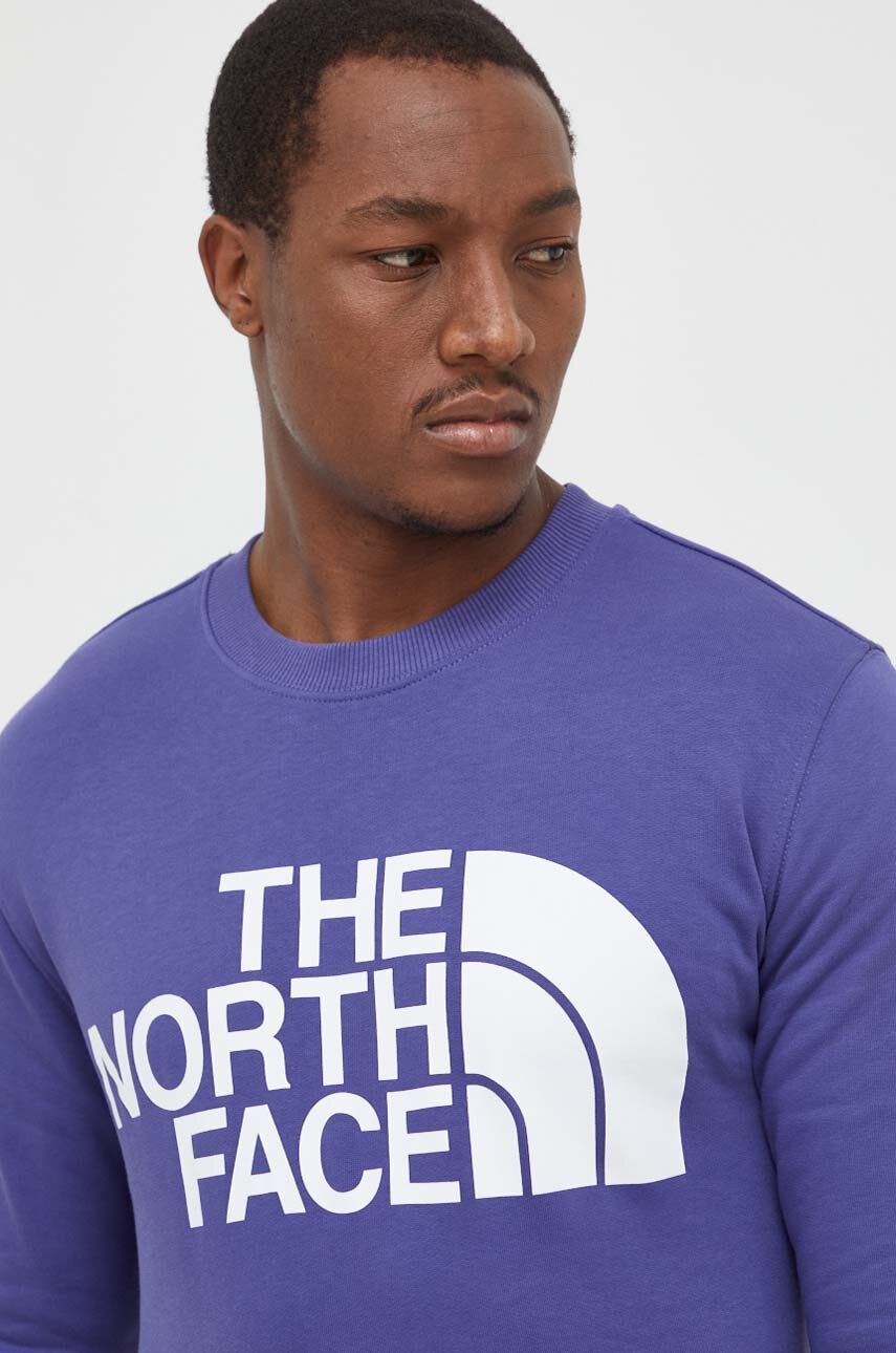 Bavlněná mikina The North Face pánská, fialová barva, s potiskem - fialová - 100 % Bavlna