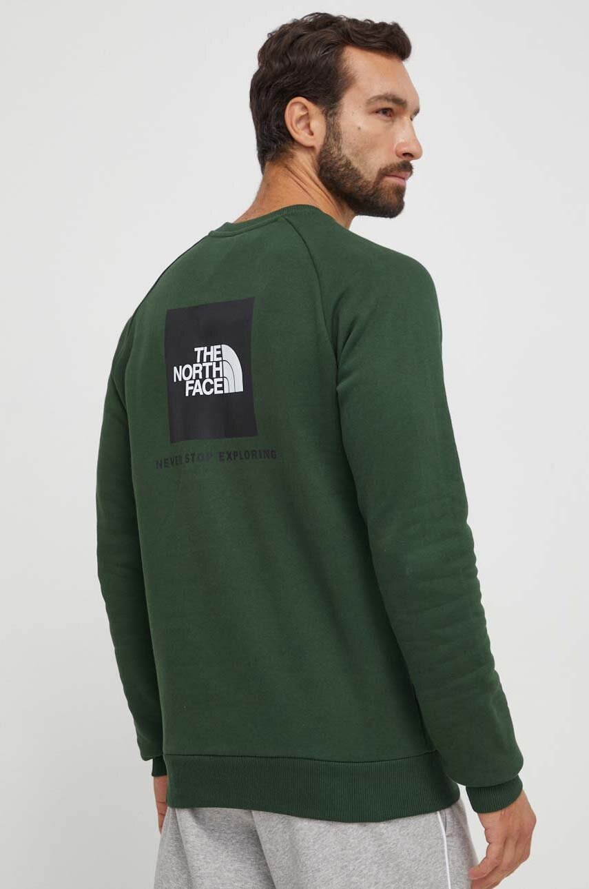 

Бавовняна кофта The North Face чоловіча колір зелений з принтом