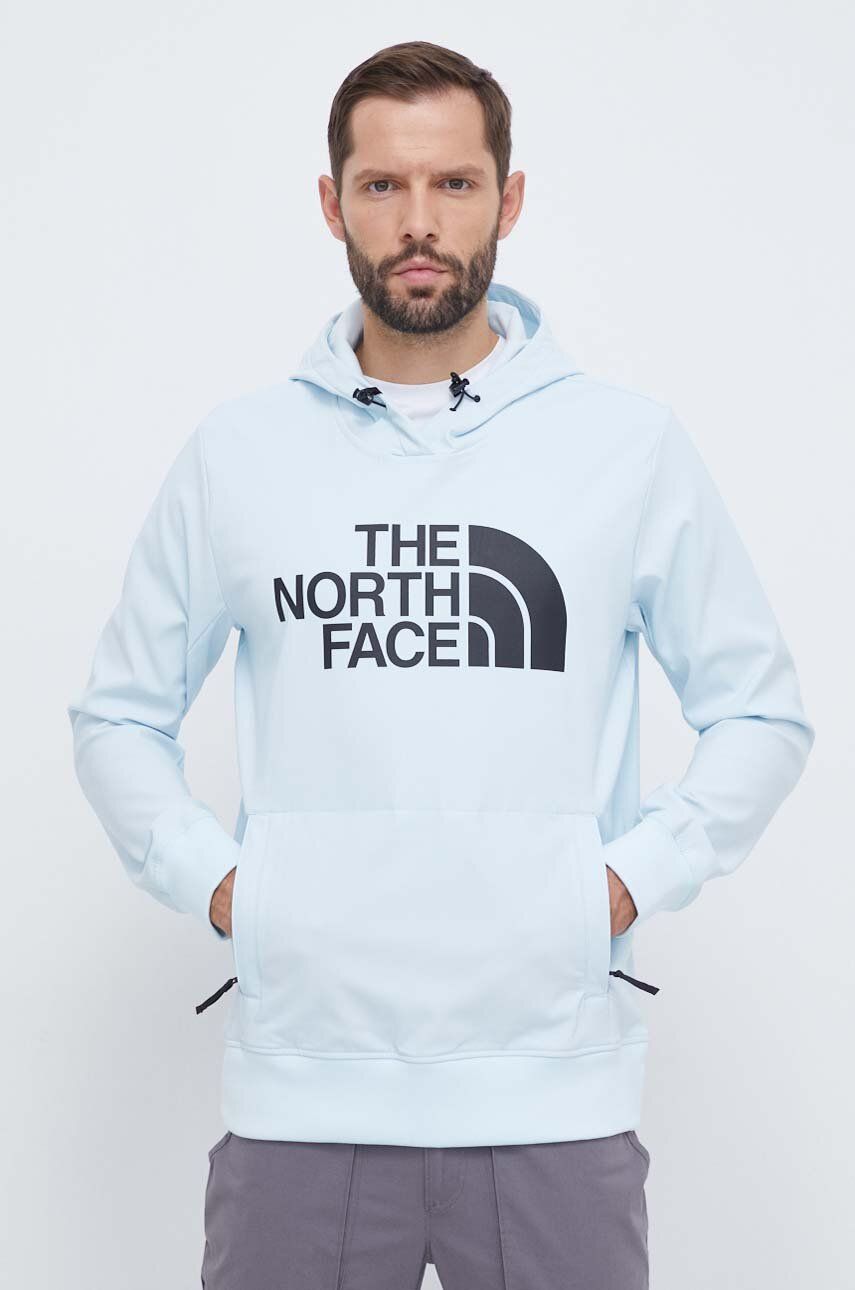 Sportovní mikina The North Face Tekno Logo s kapucí, s potiskem - modrá - Hlavní materiál: 91 % Poly