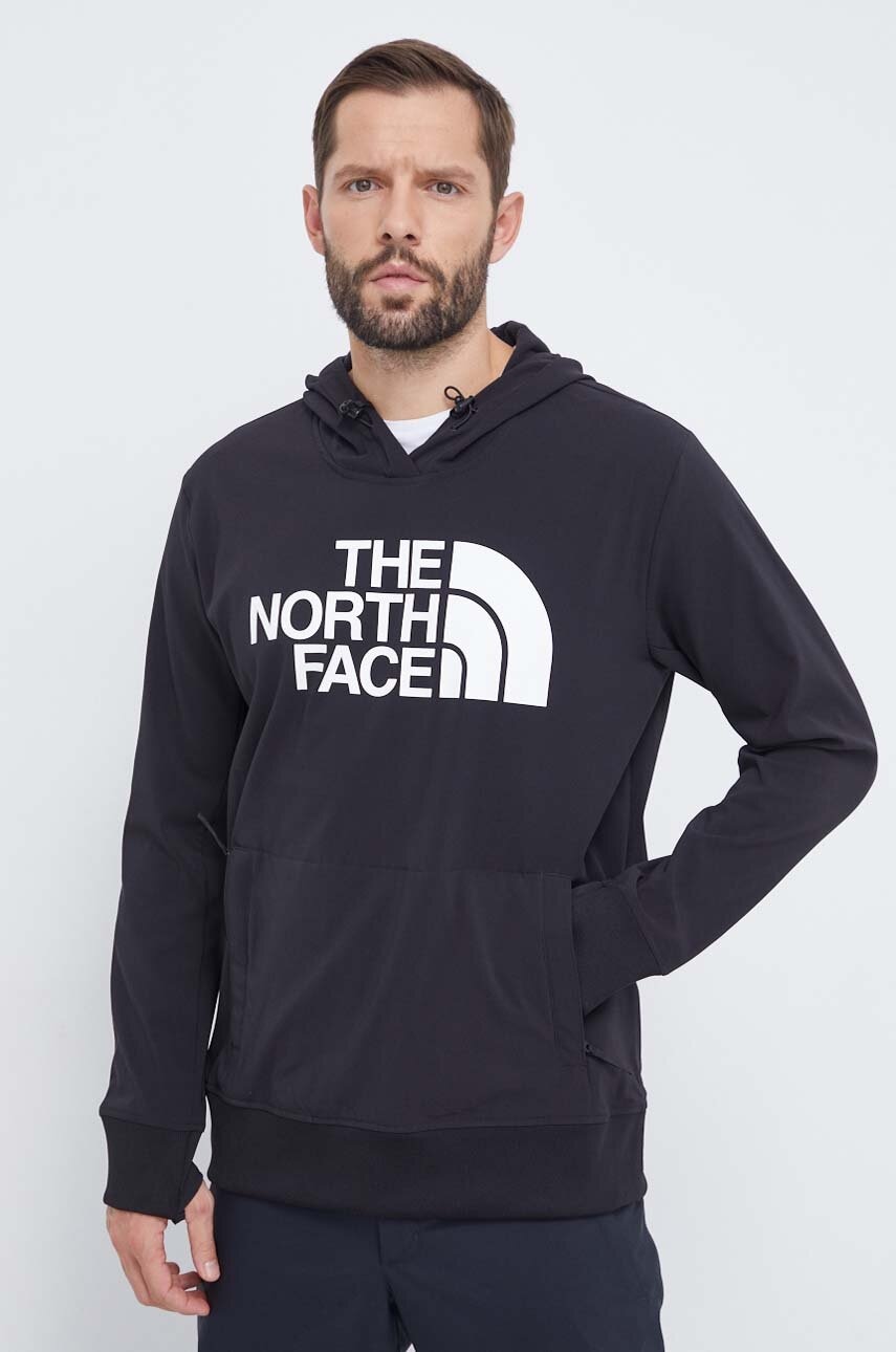 Levně Sportovní mikina The North Face Tekno Logo černá barva, s kapucí, s potiskem